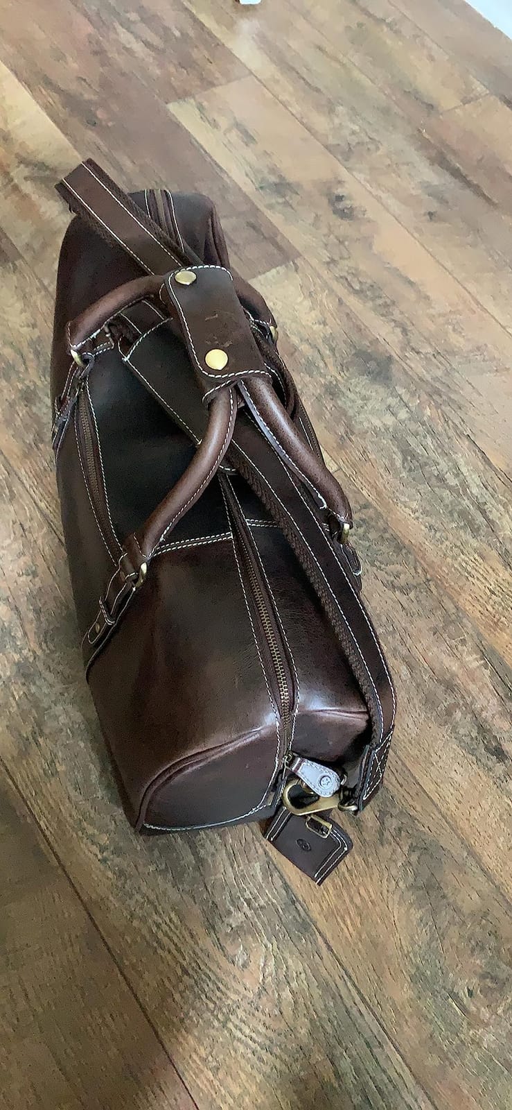 Leather Travel Duffel Bag | Gym Sports Bag Airplane Luggage Carry-On Bag | Gift for Father's Day By Aaron Leather Goods customer photo 2