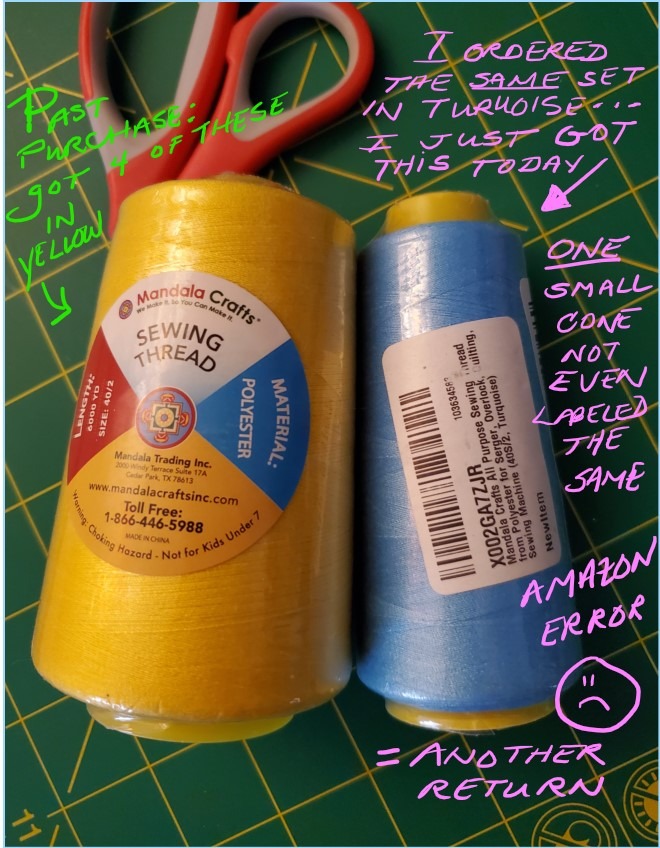 Mandala Crafts 40S/2 White Polyester 4 Pack of Serger Threads Cones customer photo 1