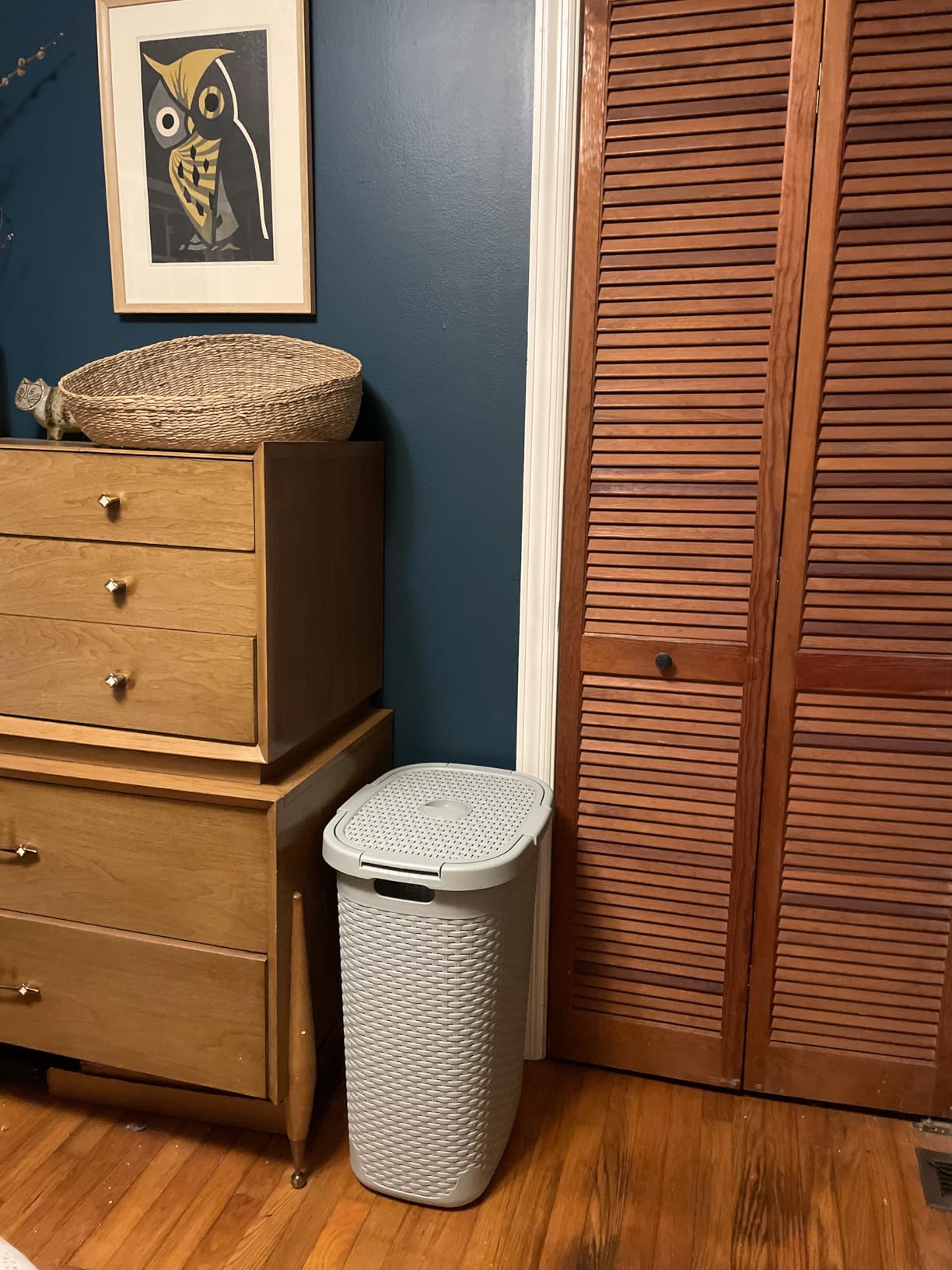 Mind Reader Slim Laundry Hamper with Lid, 60L Tall Clothes Basket, Narrow Tapered Design for Bathrooms, Closets and Laundry Rooms, Plastic, Ivory customer photo 1