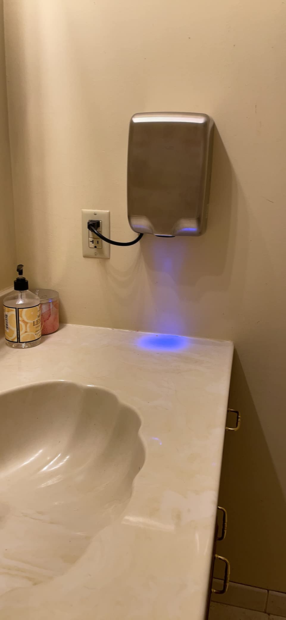 Hand Dryer for Bathroom Commerical,UL Listed and ADA Compliant Automatic Electric Plug in Hand Blower,Cold/Hot air switchable,High Speed 1000W,70dB,Brushed Stainless Steel Cover,Wall Mounted customer photo 1