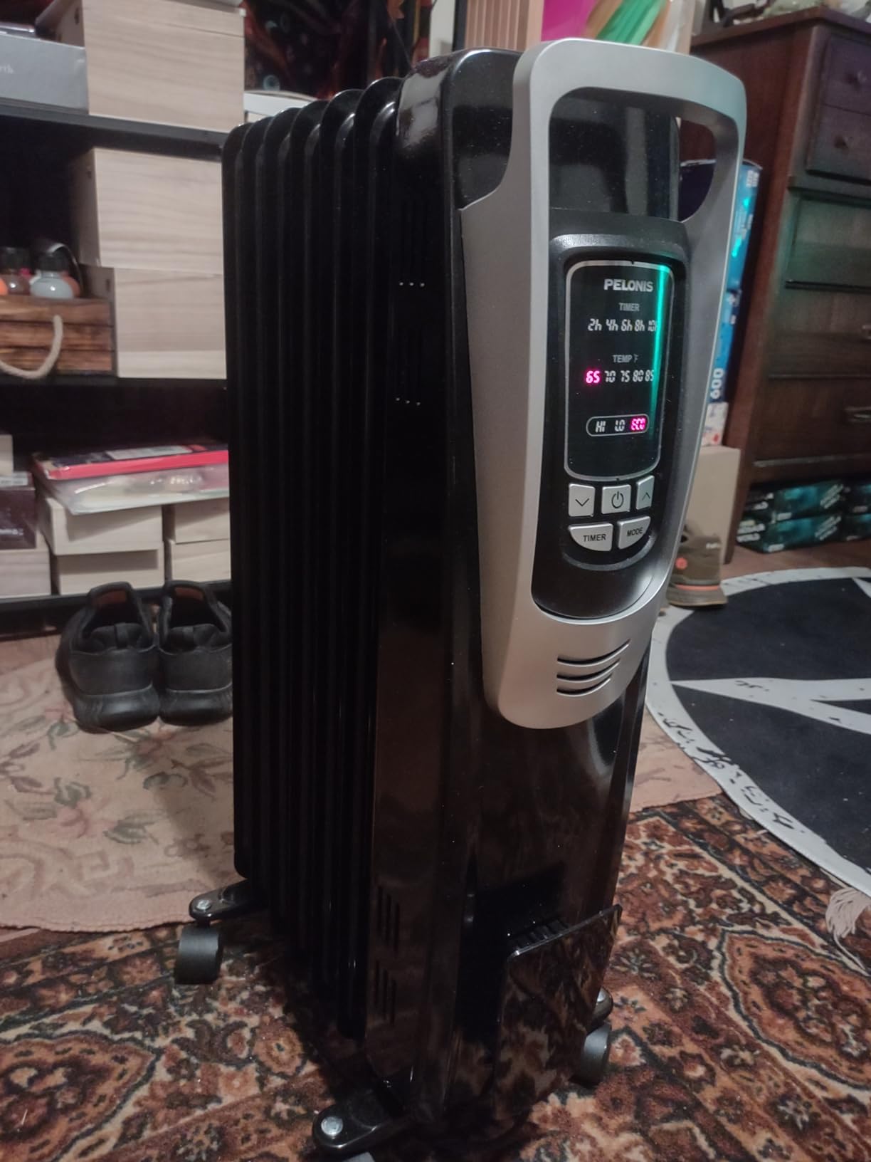 PELONIS Champagne Oil Filled Radiator Heater with Remote and Thermostat, 5 Temperature Settings for indoor use Large Room, Energy Efficient Electric Space heater with Safety Features customer photo 2