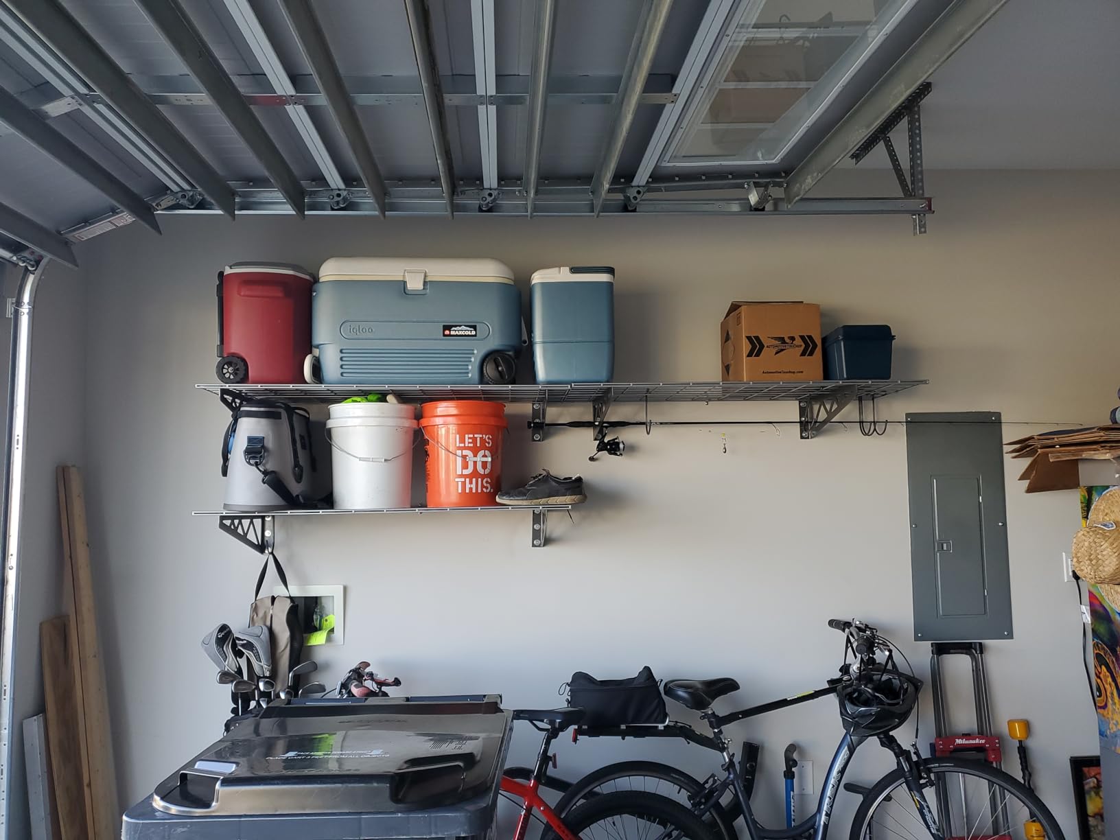 MonsterRax 18x48 White Garage Wall Shelf 2-Pack, 500lb, Hammertone customer photo 2
