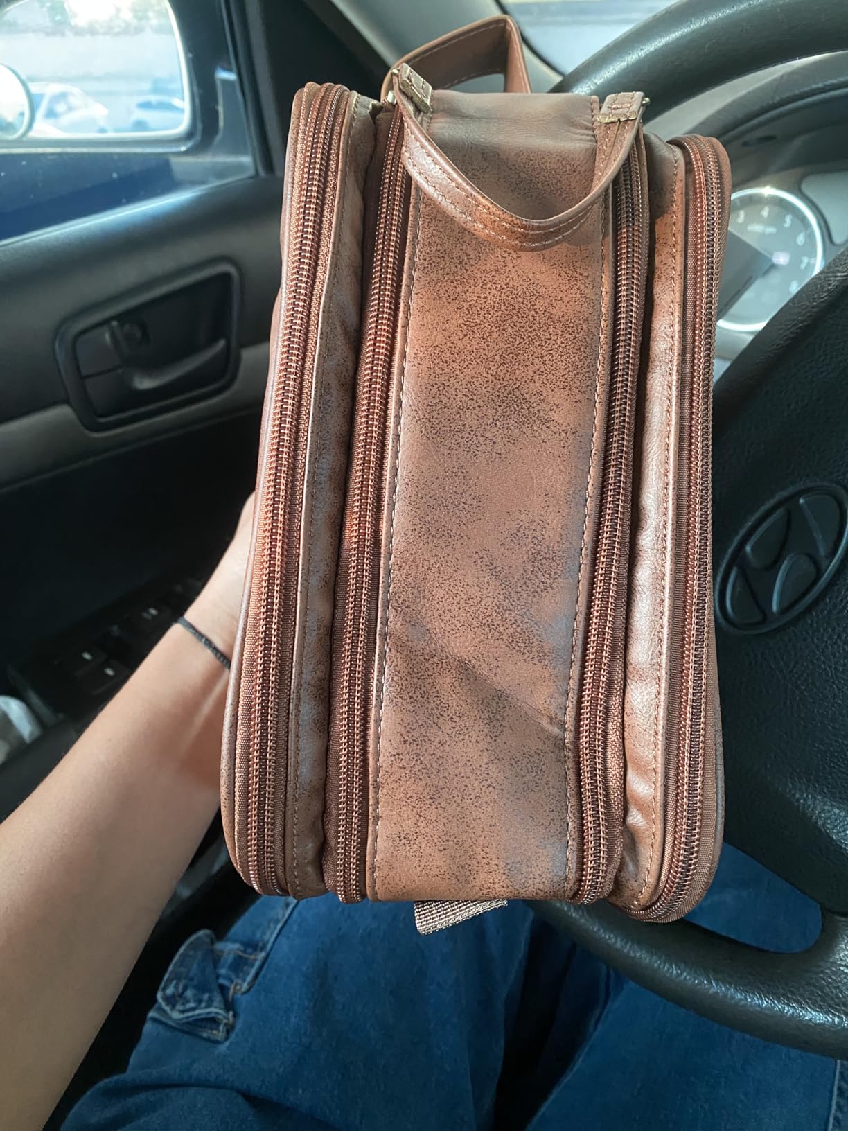 Elviros Toiletry Bag for Men PU Leather Shaving Dopp Kit (Large,Brown) customer photo 1