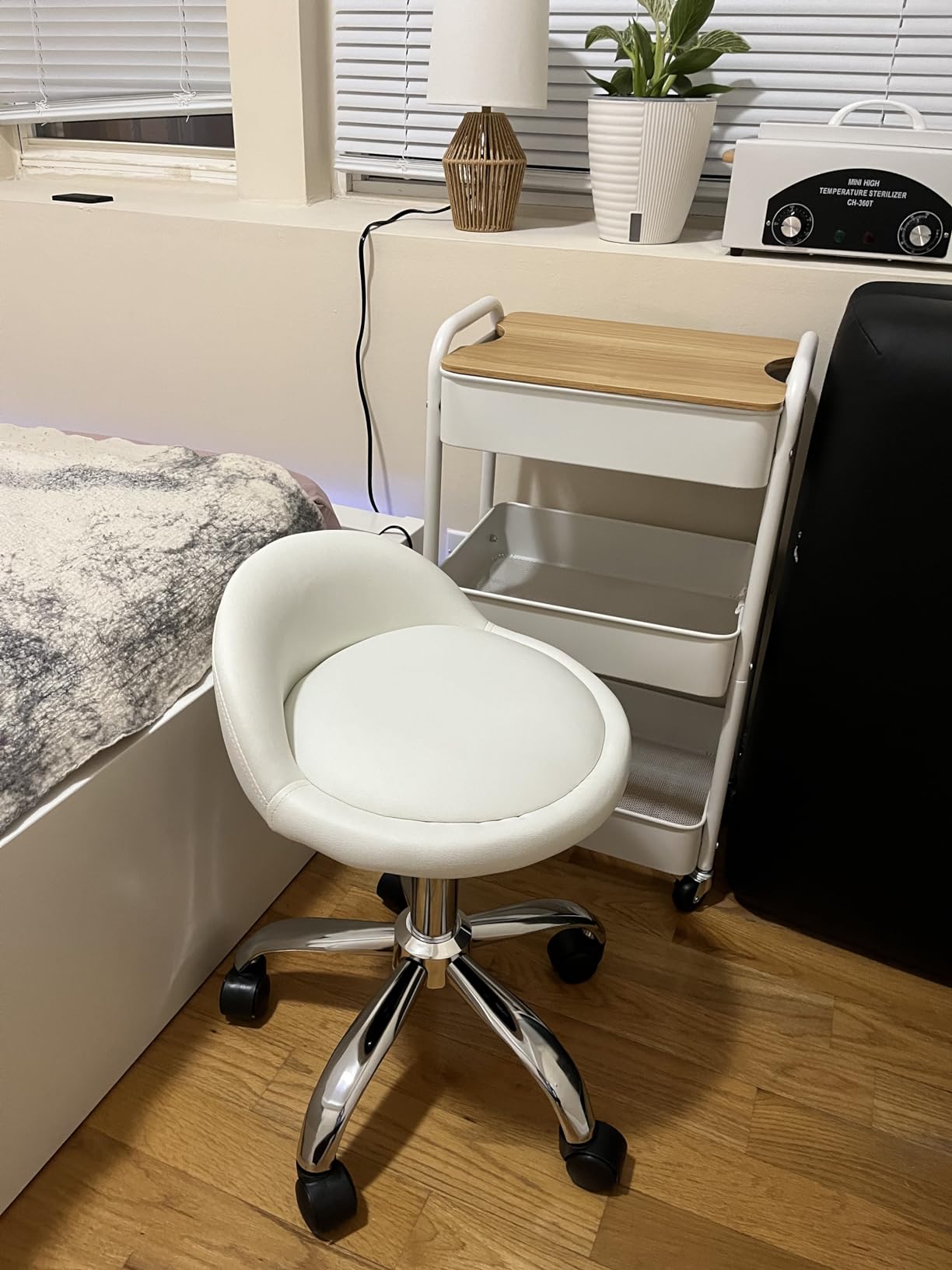 HomGarden Saddle Stool Rolling Chair for Medical Massage Salon Kitchen Spa Drafting Office Kitchen Drafting Chair Stool w/Backrest Cushion & Wheels Black customer photo 1