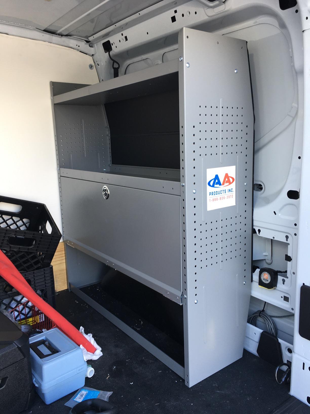 AA Products Inc. SH-4604 Steel Low/Mid/High Roof Van Shelving Storage System Fits Transit, GM, NV, Promaster, Sprinter and Metris, Contoured Shelving Unit, 42