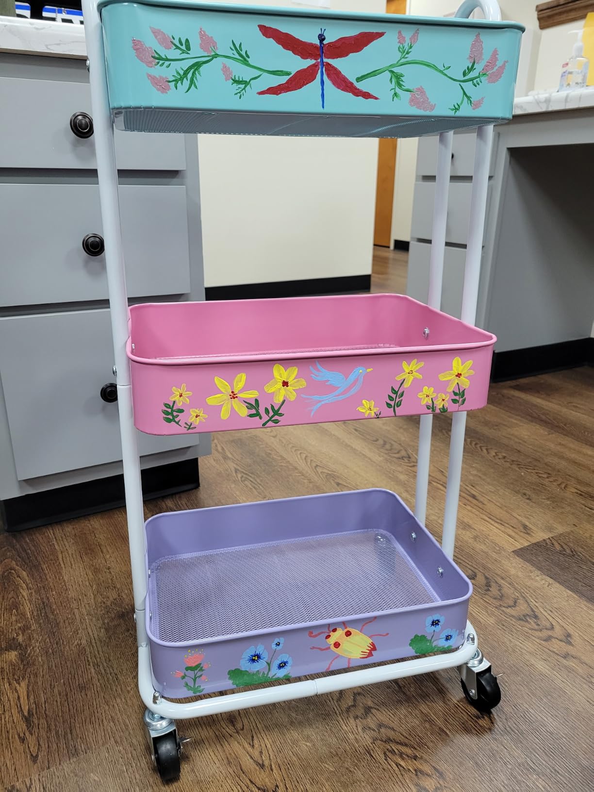 Simple Houseware 3-Tier Heavy Duty Metal Utility Rolling Cart, Silver customer photo 2