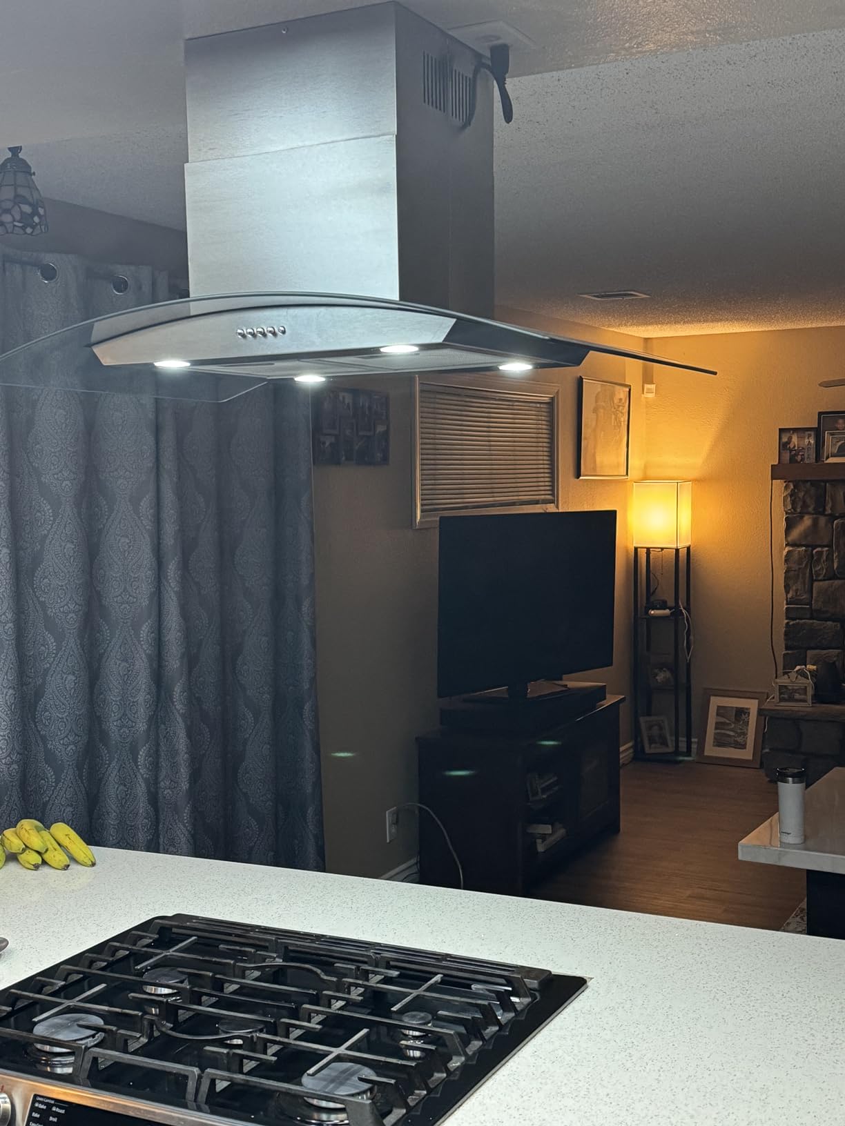 Tieasy Island Range Hood 36 inch 700 CFM Ceiling Mount Kitchen Stove Hood Ducted with Tempered Glass 4 LED Lights Touch Control 3 Speed Fan Permanent Filters customer photo 2