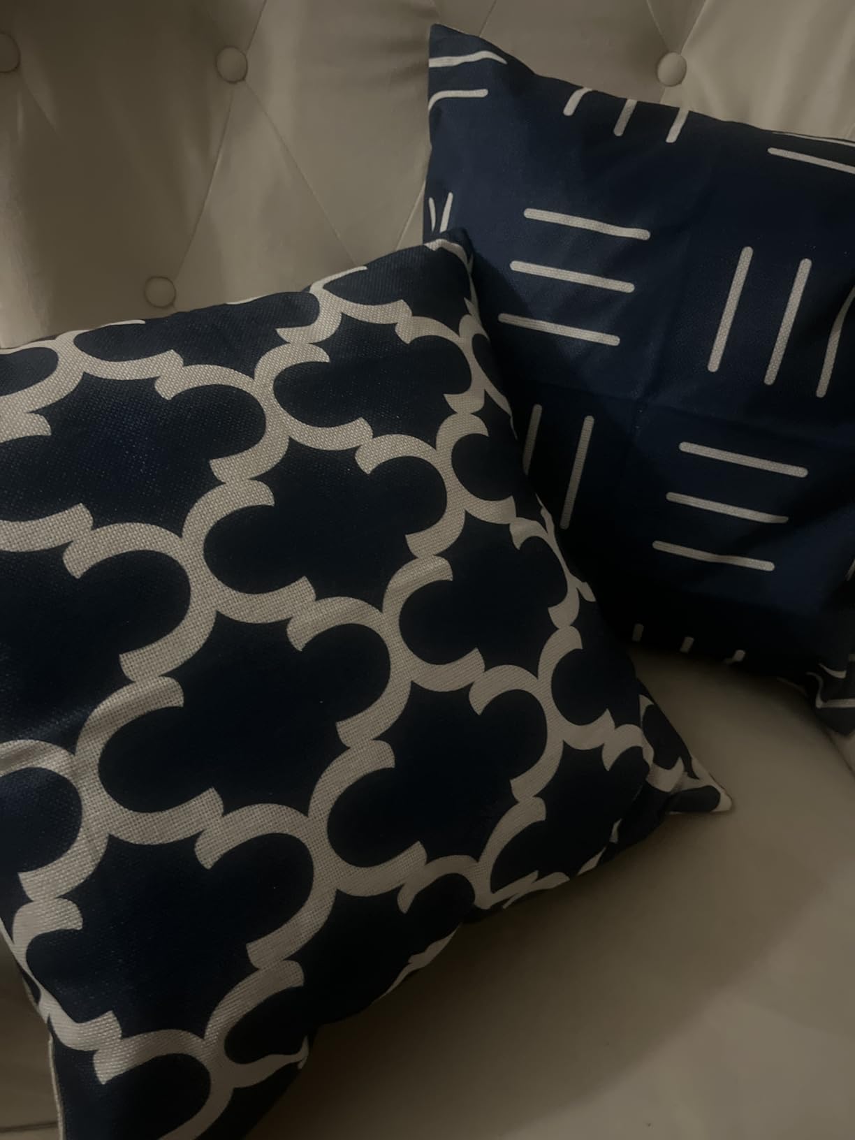 Tosewever Set of 4 Decorative Geometric 18 x 18 Inches Throw Pillow Covers - Modern Pattern Linen Square Pillow Cushion Case for Sofa Couch Bed Home Outdoor Car (18