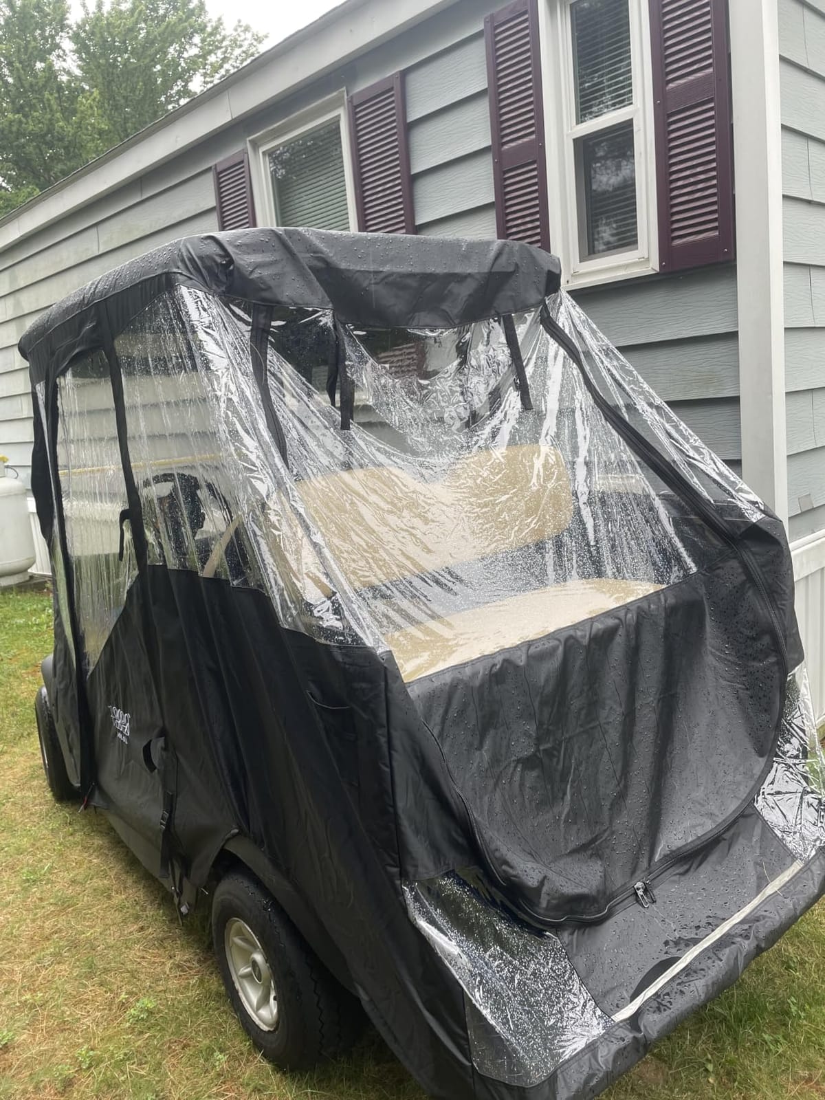 10L0L Golf Cart Driving Enclosure for Club Car DS, 2+2 Passenger Short Roof, Waterproof Windproof Heavy Duty 600D Rain Cover with 4-Sided Clear Windows & Durable Door Zipper, All-Weather Protection customer photo 1