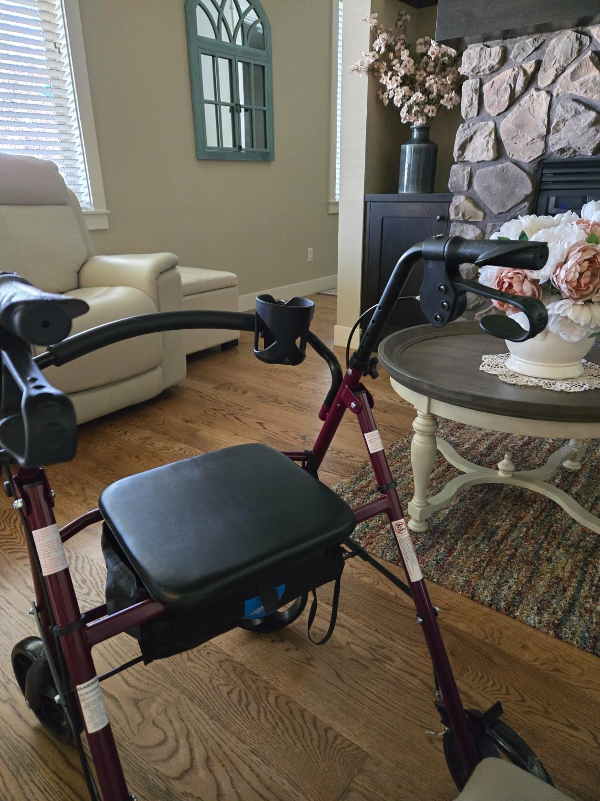Medline Standard Adult Steel Rollator Walker Aid, Light Blue, 300 lb. Weight Capacity, 8” Wheels, Foldable, Adjustable Handles, Rolling Walker for Seniors customer photo 1