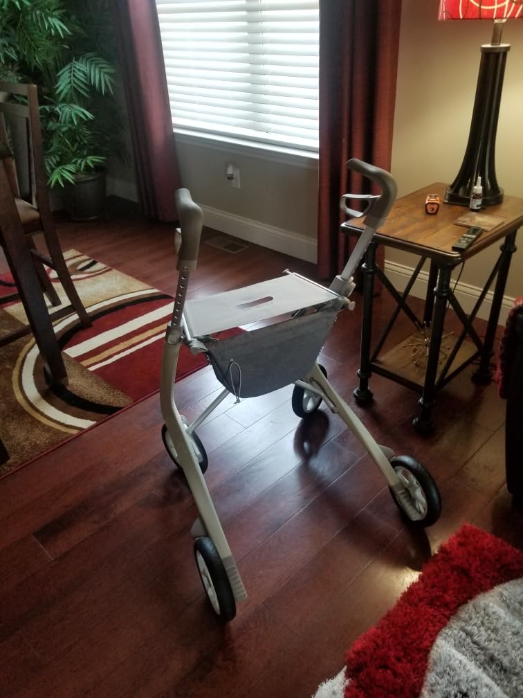byACRE Carbon Ultralight Rollator Walker with Organizer Bag, Wide Track, Oyster White customer photo 2