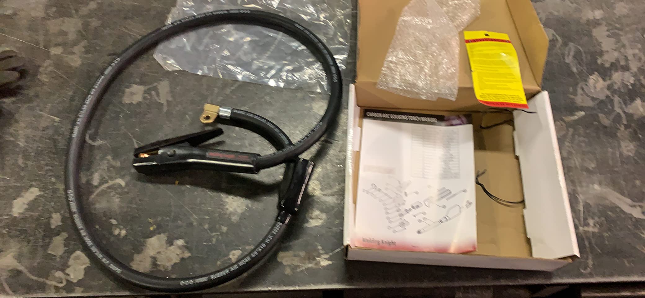 Medium Duty 600 amp K3000 Carbon Air Arc Gouging Torch with 7ft cable, Arcair,High Pressure Rubber Tube360° Swivel Gripper Head, customer photo 1
