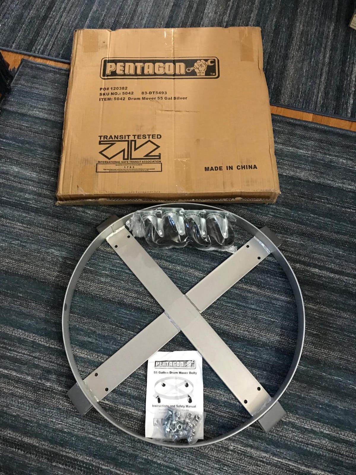 55-Gallon Drum Dolly - Heavy-Duty Steel Dolly with Cross Braces and 4 Caster Wheels – 1,000-Pound Capacity by Pentagon Tools customer photo 1