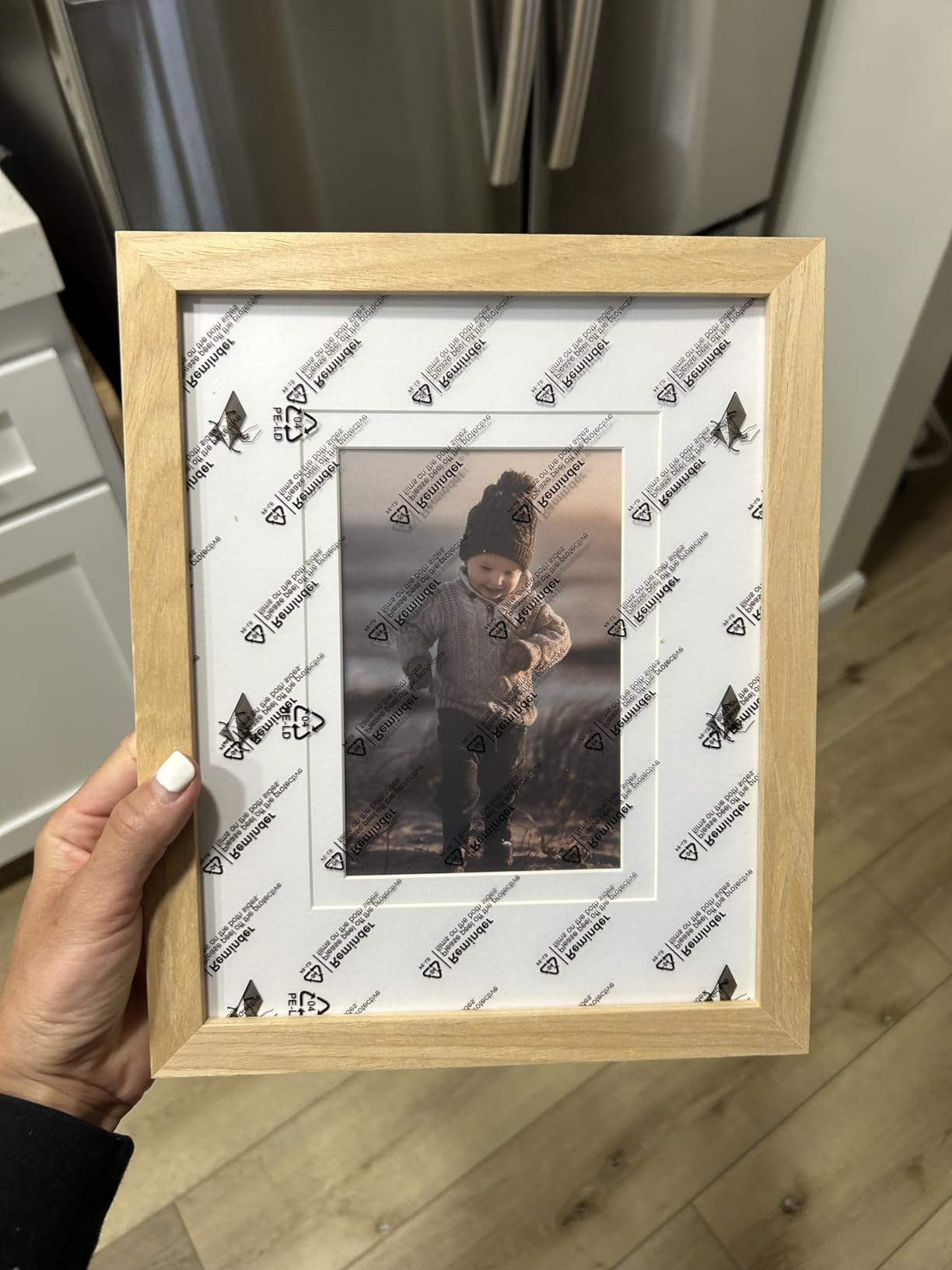 KINLINK 11x14 Picture Frame Natural, Solid Wood Frames 14x11 with Acrylic Plexiglass for Pictures 5x7/8x10 with Mat or 11x14 without Mat, Tabletop and Wall Display Photo Frame Set of 4 customer photo 2