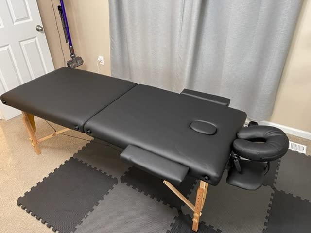 KCC Memory Foam Massage Table Premium Portable Foldable Massage Bed Height Adjustable, 84 Inches Long 28 Inchs Wide Home Salon Spa Bed Tattoo Table with Accessories &Carrying Case, Easy Set Up customer photo 2