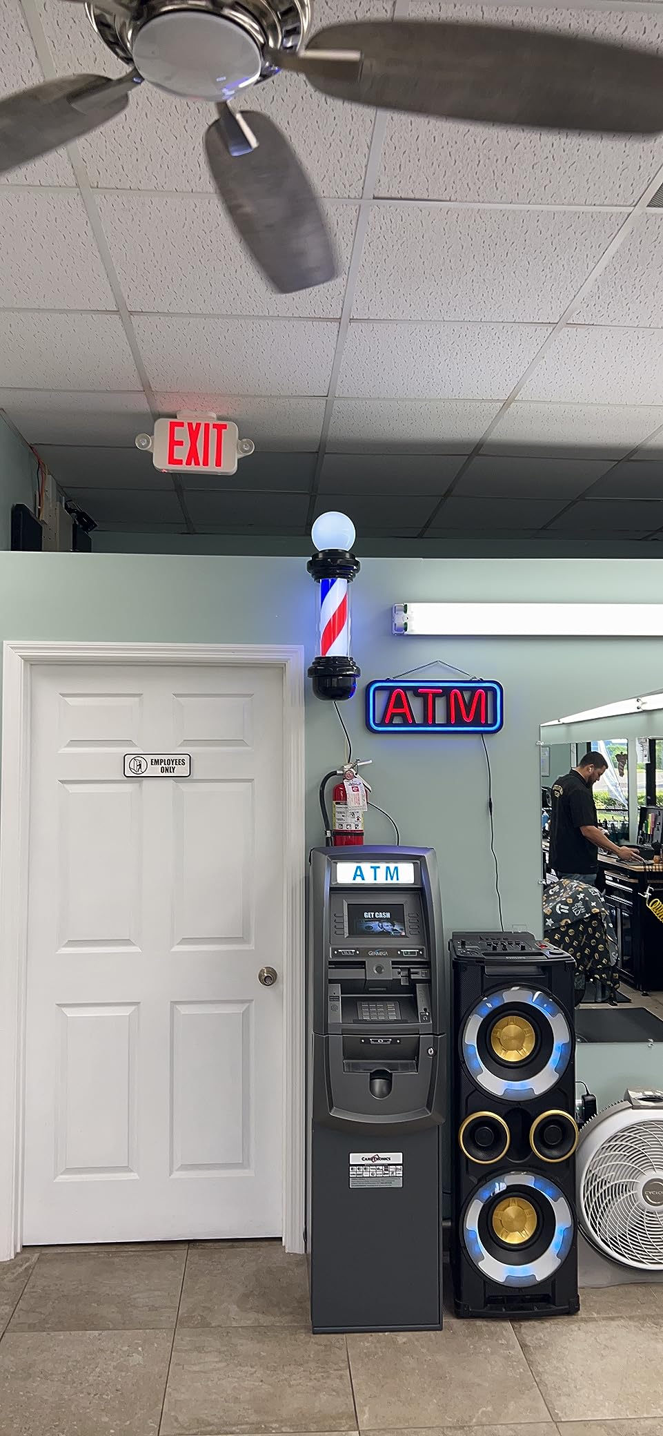 27'' Wall-Mounted Barber Pole Led Light, Red, White, Blue Stripes, Waterproof, for Salon customer photo 1