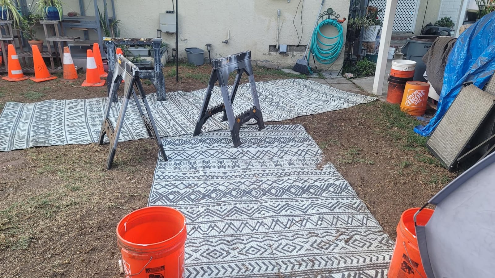 MontVoo Outdoor Rug Carpet Waterproof 5x8 Outdoor Patio Rug Mat Reverisble Plastic Straw Outdoor Rug for RV Camping Picnic Beach Balcony Boho Grey customer photo 2