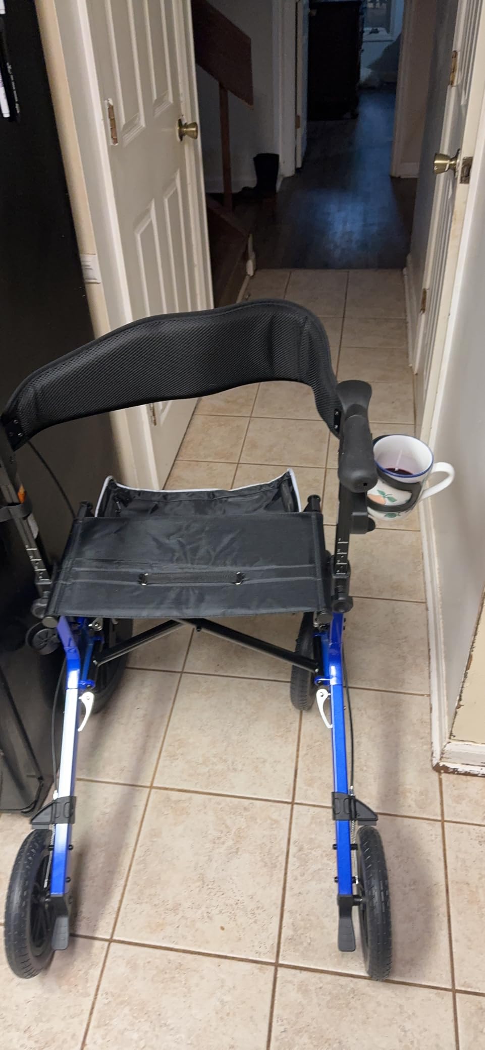 ELENKER All-Terrain Rollator Walker with Non-Pneumatic Tire 12” Front Wheels, Compact Folding Design for Seniors, Red customer photo 2