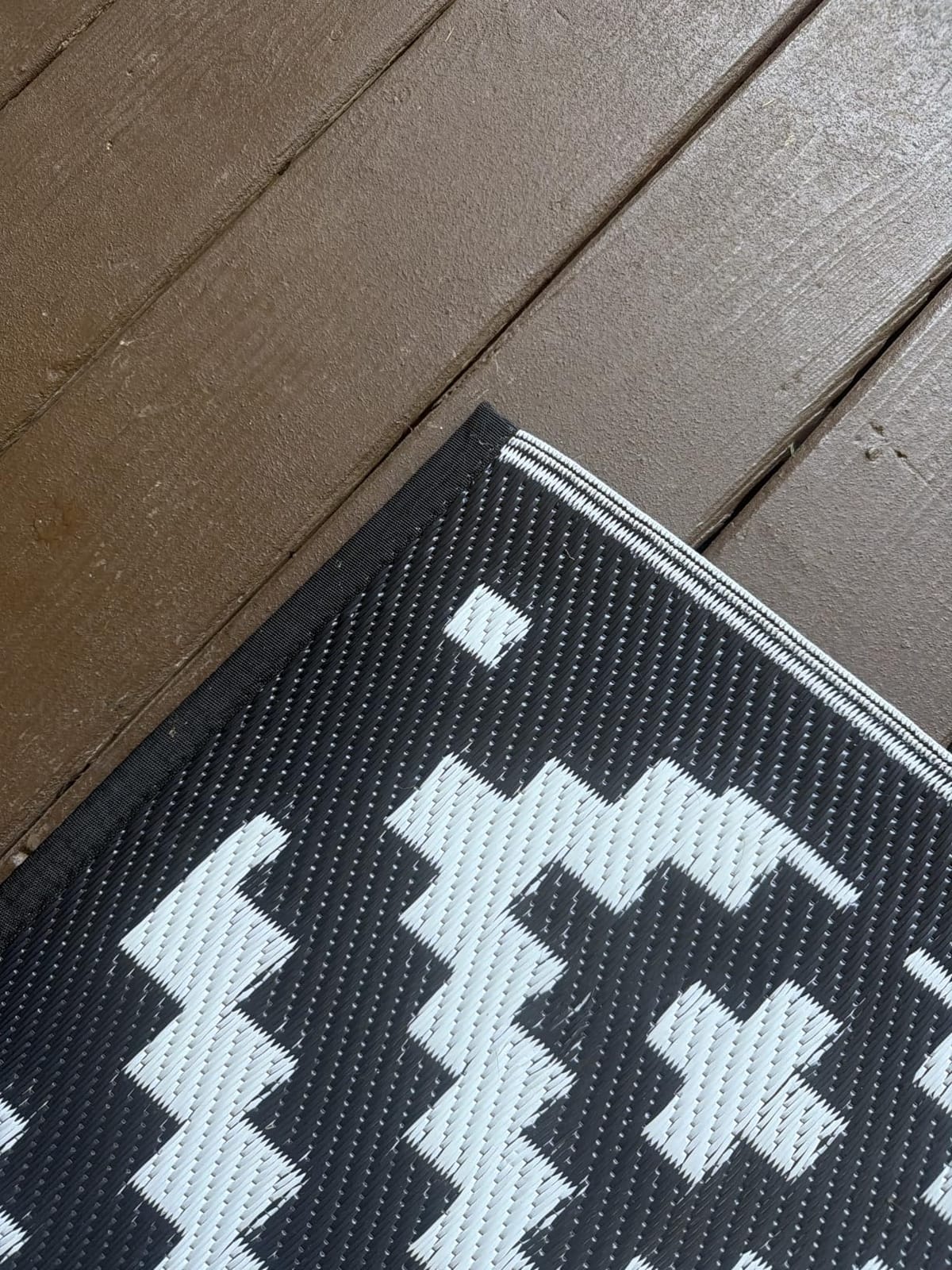 GENIMO Outdoor Rug, Waterproof Plastic Rugs for Patio, 5'x8' Black Grey customer photo 2