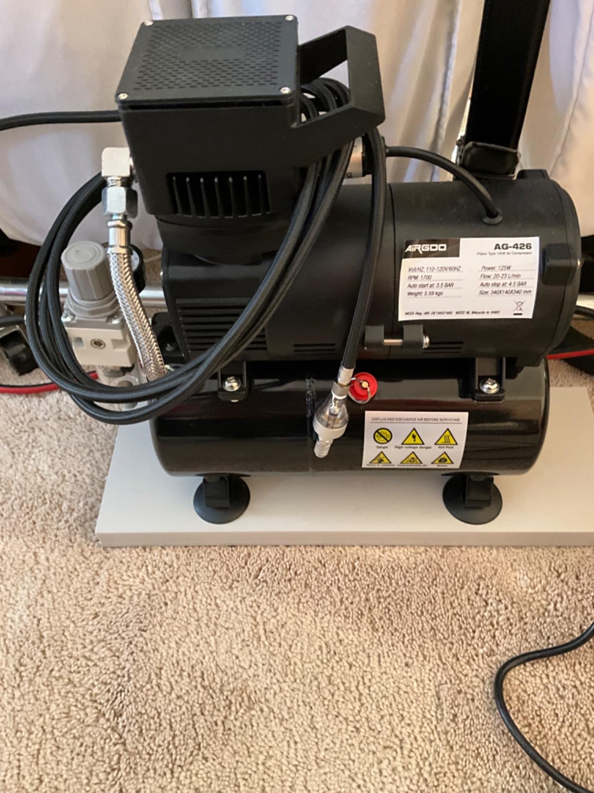 Airgoo Premium Airbrush Compressor AG-426 with Superpower Cooling Fan and Air Tank for Airbrush Spraying, Hobby, Body Tattoo, Model Painting, Automotive Graphic, Make-up customer photo 1