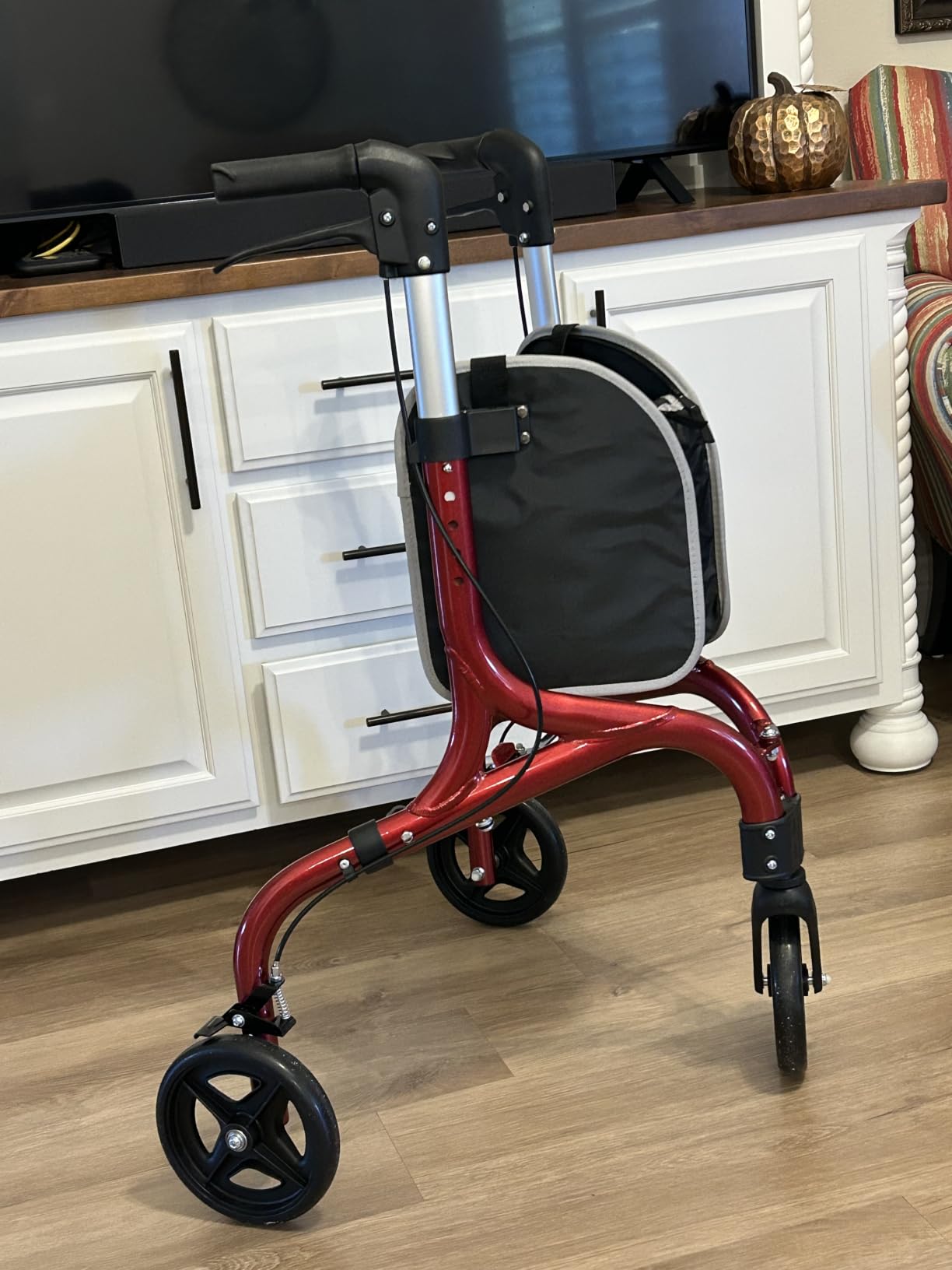 PLANETWALK Premium 3 Wheel Rollator Walker for Seniors – Ultra Lightweight Foldable Aluminum Mobility Aid with Height Adjustable Handle and 7.5 Inch Wheels, Brilliant Blue customer photo 1
