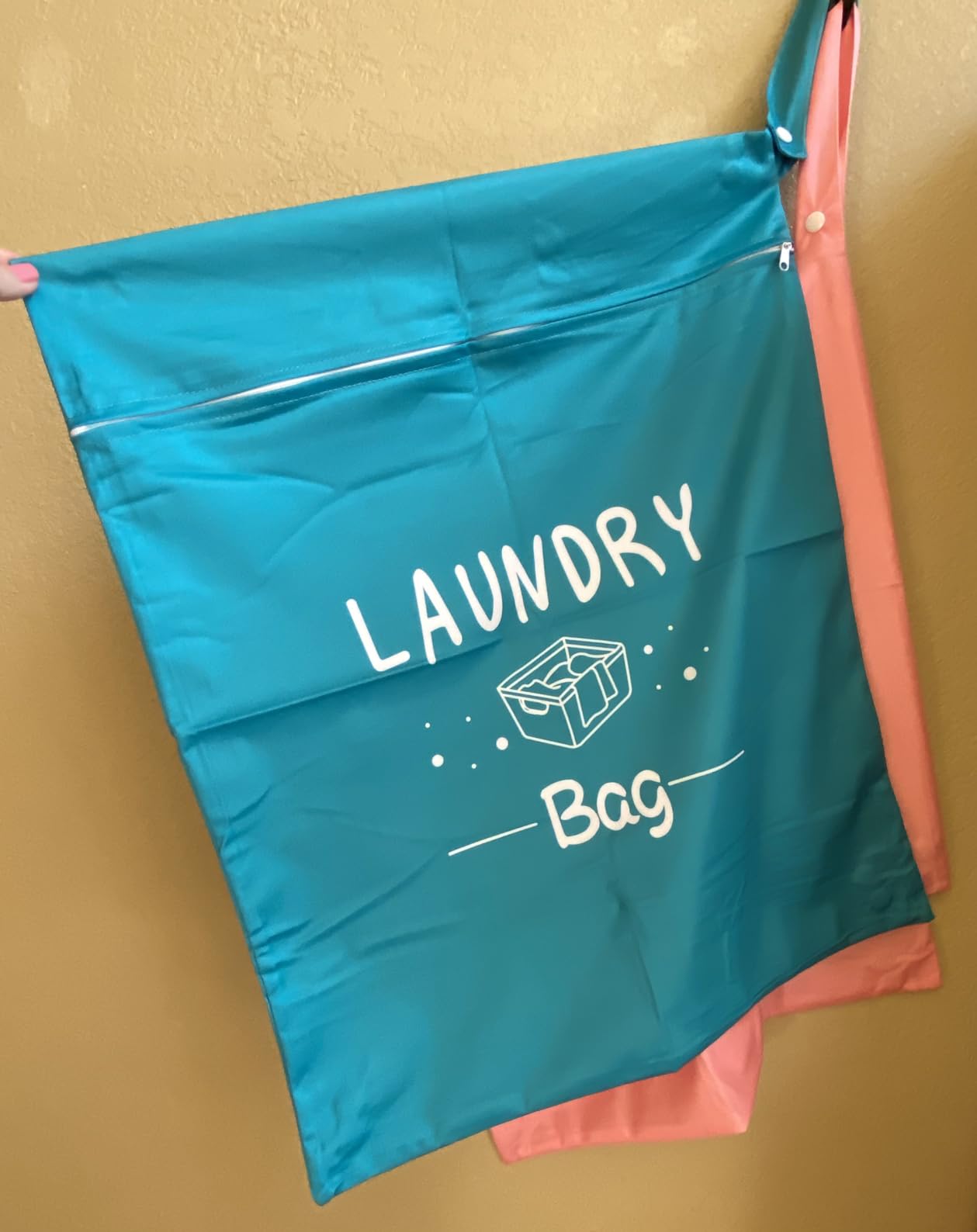 2 Pcs Large Travel Laundry Bags - Waterproof Wet/Dry, Washable, Drawstring, Bathing Suit, Workout, Gym Clothes, Swimming, Yoga - Green, Grey customer photo 2