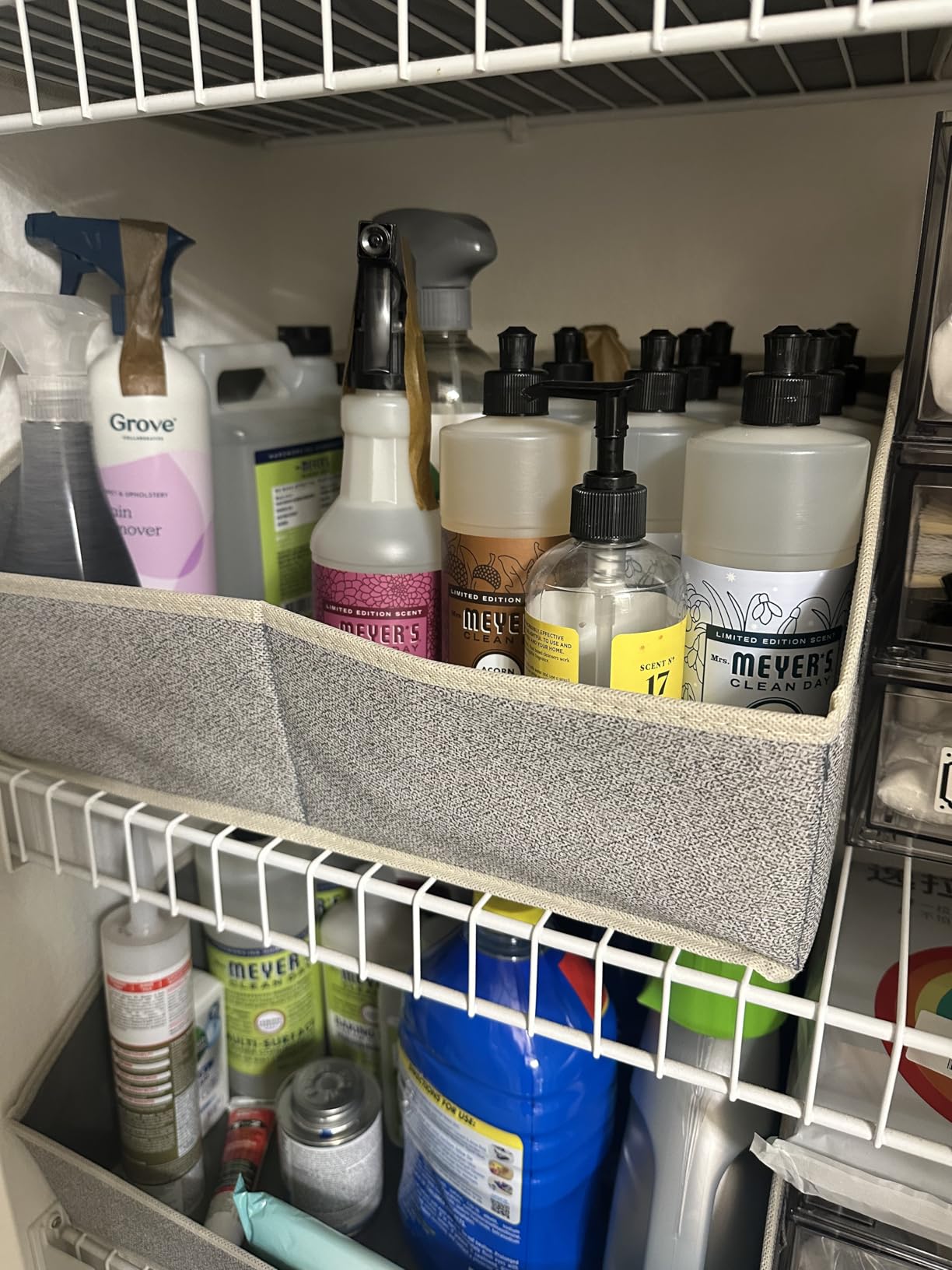 Homsorout Closet Organizers Bins 6 Packs - Large Closet Shelf Organizer with Handles, Fabric Trapezoid Storage Bins, Collapsible Storage Cubes for Clothes, Towels, Light Gray customer photo 2