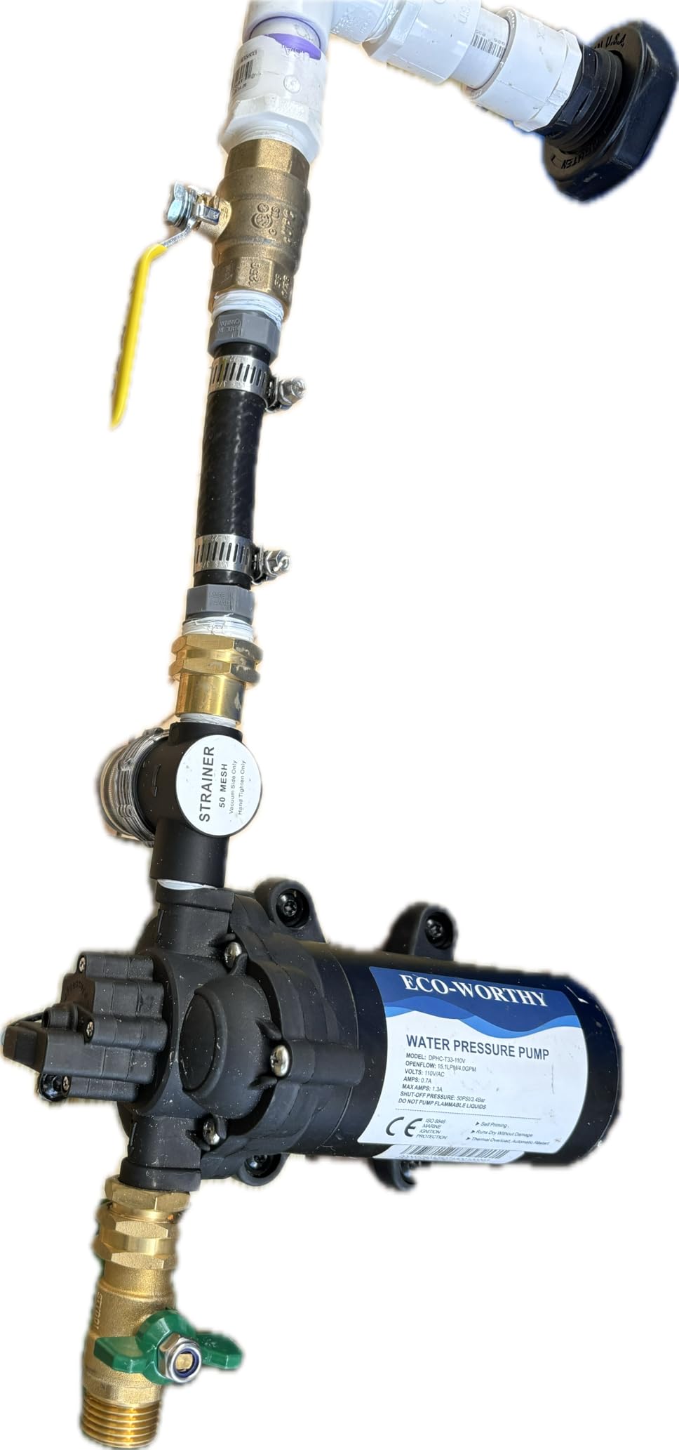 ECO-WORTHY RV Fresh Water Pump 12V DC 3.5GPM 45PSI with Pressure Switch, 12Volt Self Priming Water Pressure Diaphragm Pump On demand for RV Yacht Camper Sprayer Food Truck Black customer photo 2
