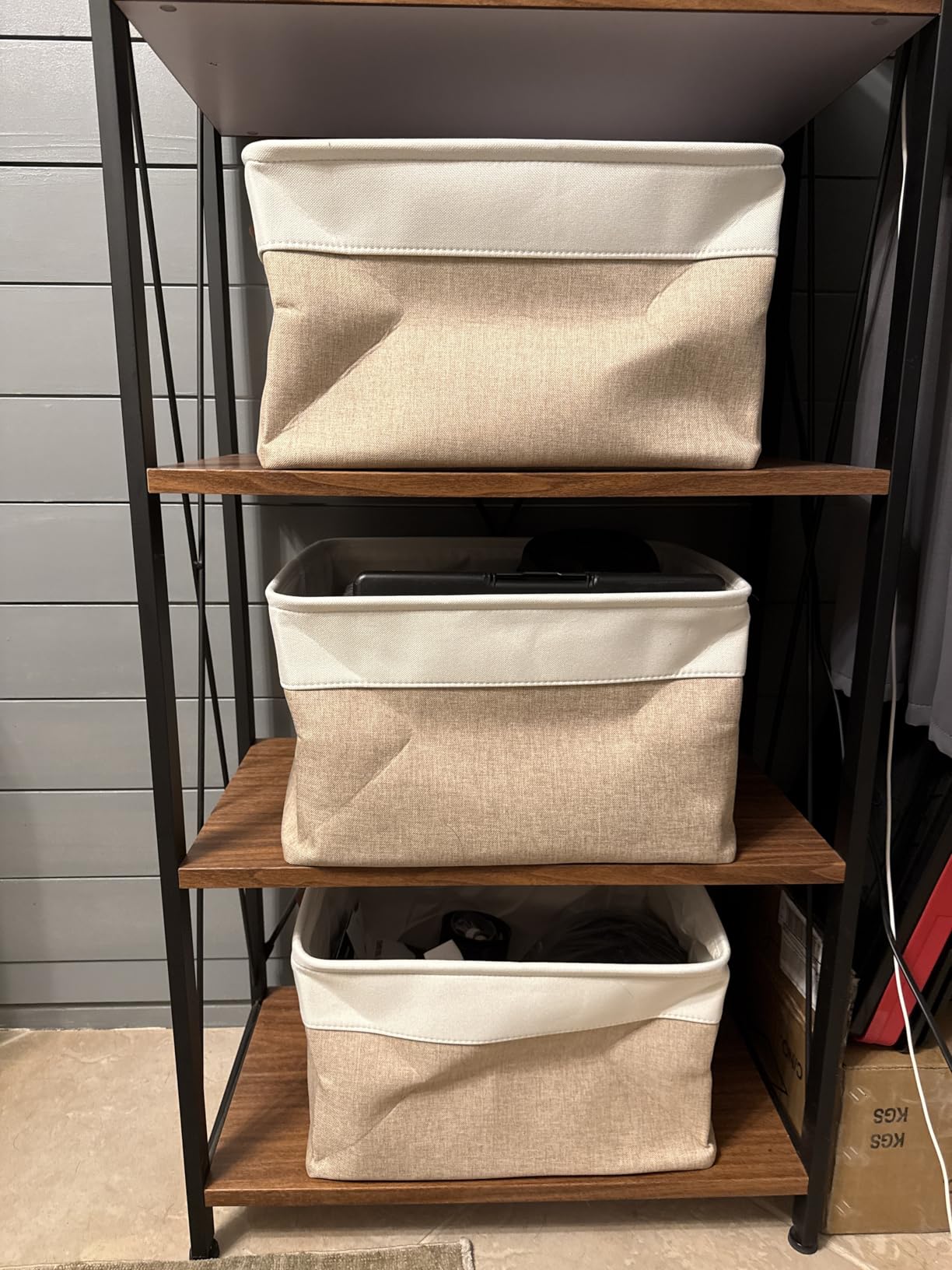 OrganiHaus 15x11in Canvas Storage Baskets 3 Pack - Fabric Bins for Shelves customer photo 2