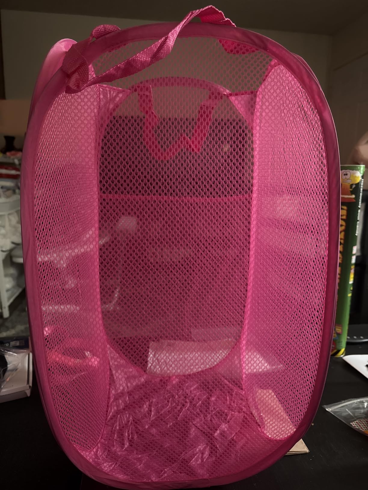 Pop Up Laundry Hamper, 70L Collapsible Mesh Basket with Side Pocket, Black customer photo 2