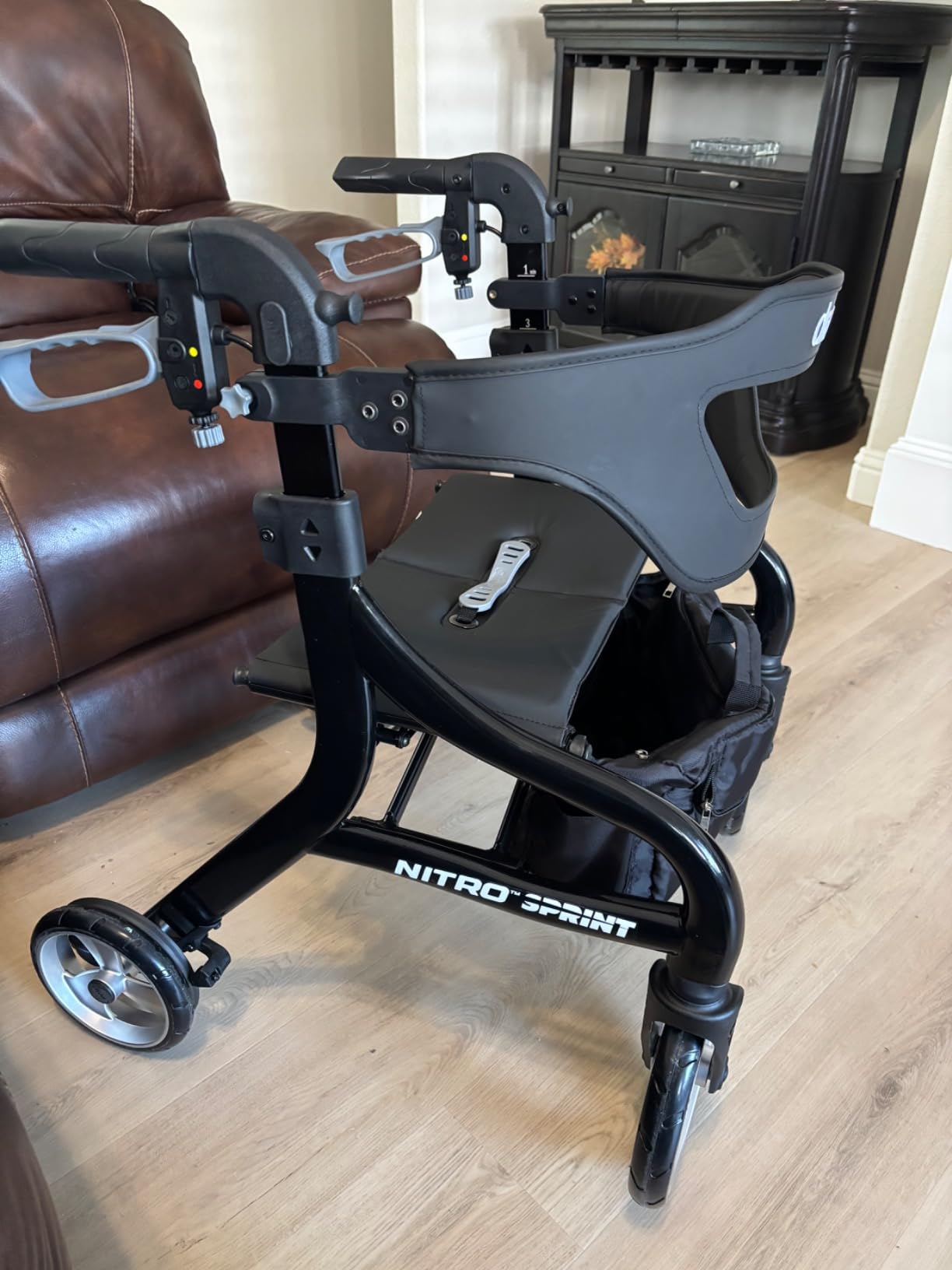 Drive Medical Nitro Sprint Rollator Walker with Seat, Tall Height, Blue customer photo 2