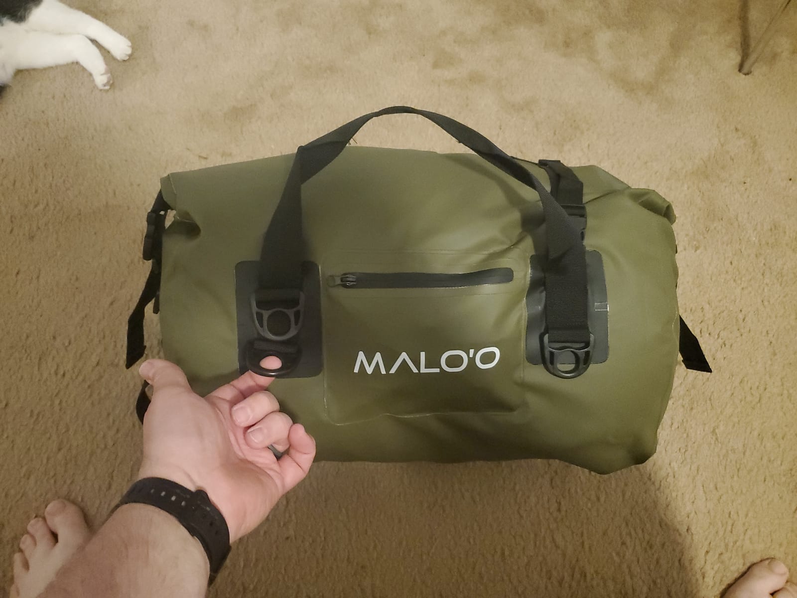 Malo’o Waterproof Dry Duffel, Heavy-Duty Roll Top Waterproof Gear Bag with Shoulder Strap & Molle Loops, Marine Duffel for Kayaking, Boating, Camping, Beach & Travel, Black, 100L customer photo 2