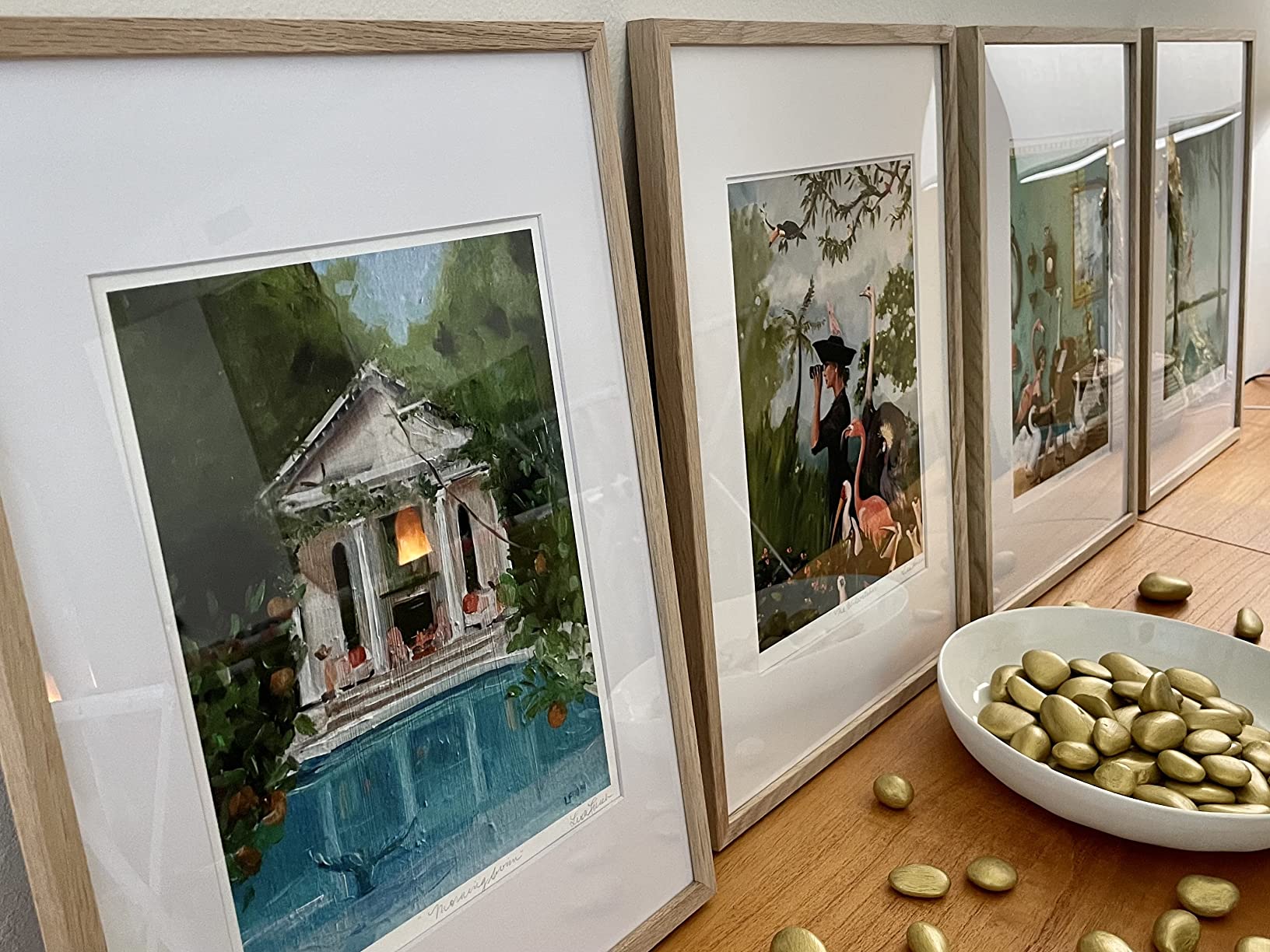 HAUS AND HUES Solid Oak Wood 12”x12” Picture Frames Matted to 8”x8” Set of 6 - Photo Gallery Wall Frames 12x12, Wood Picture Frames with Mat, 12x12 Gallery Wall Set (Beige Oak Frames) customer photo 1