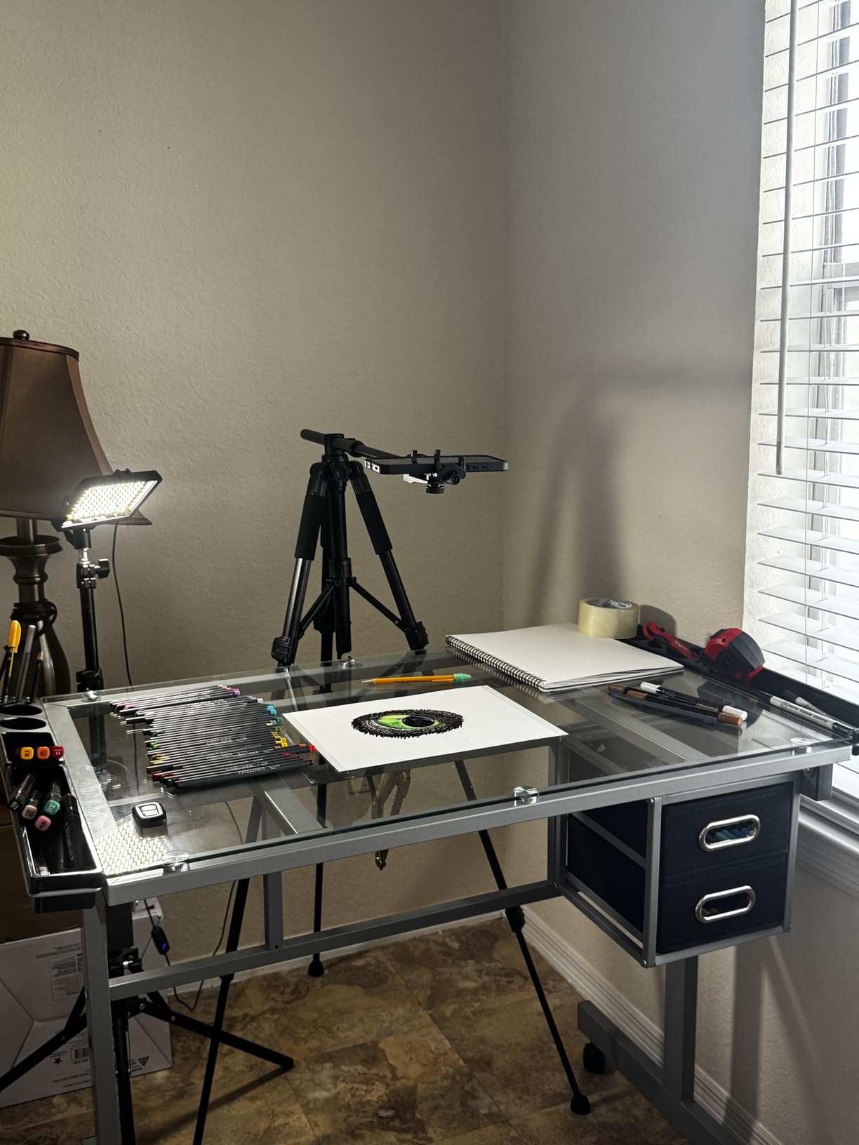 MoNiBloom 39‘’ Adjustable Drafting Table & Stool Set with Storage, Natural customer photo 1