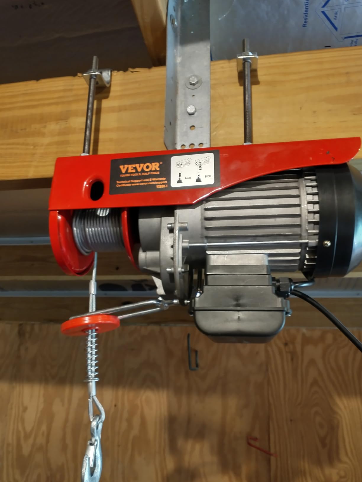 VEVOR 880lbs Electric Hoist with 14 FT Wired Remote Control, Electric Hoist 110 Volt with 20-40 FT Lifting Height for Garage Warehouse Factory customer photo 2