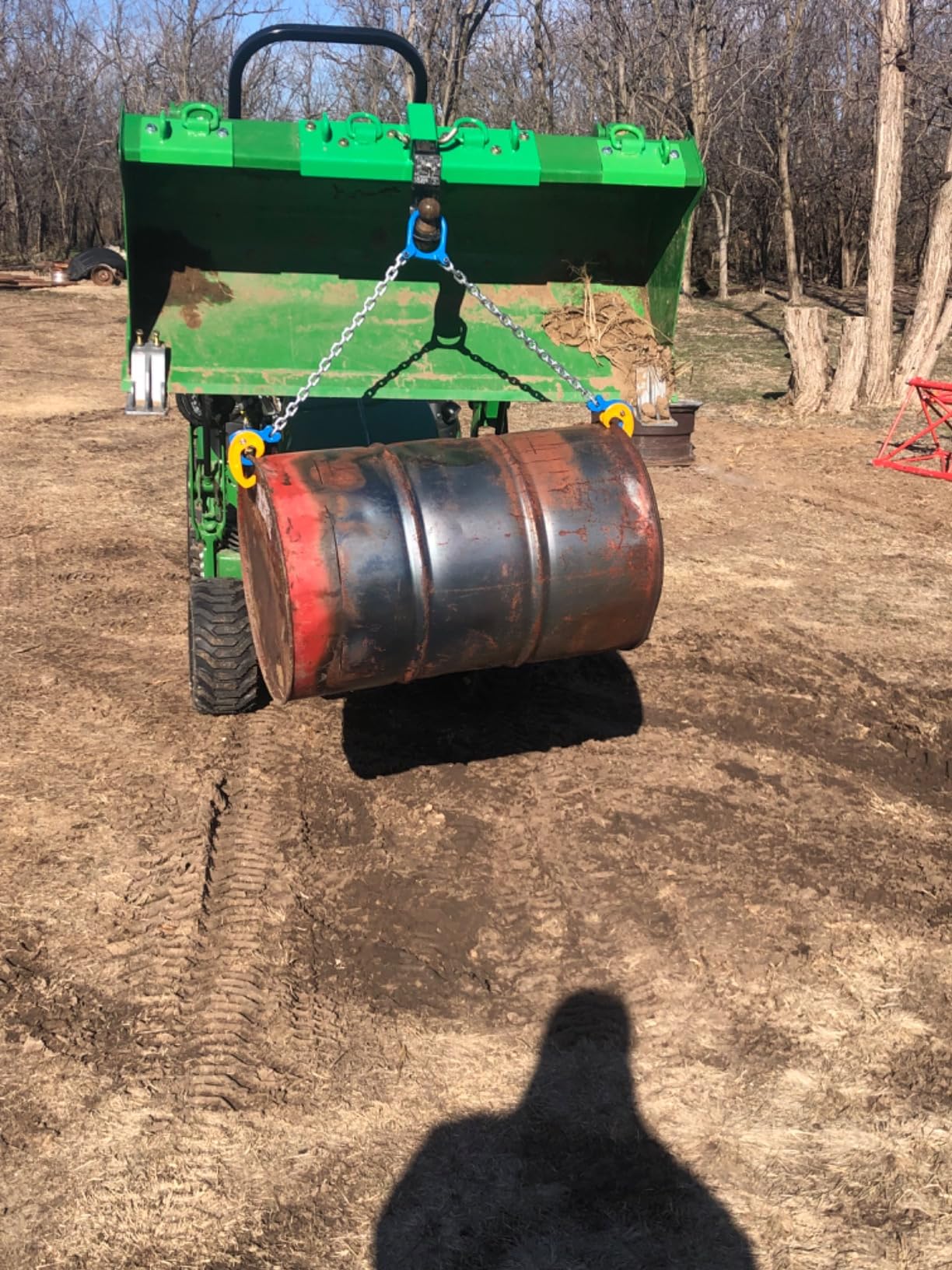 FAHKNS Chain Drum Lifter 2000lbs/1T Oil Barrel Clamp Material Transport Tool with G80 Lifting Chain Drum Lifter Chain for 55 Gallon Drums customer photo 1