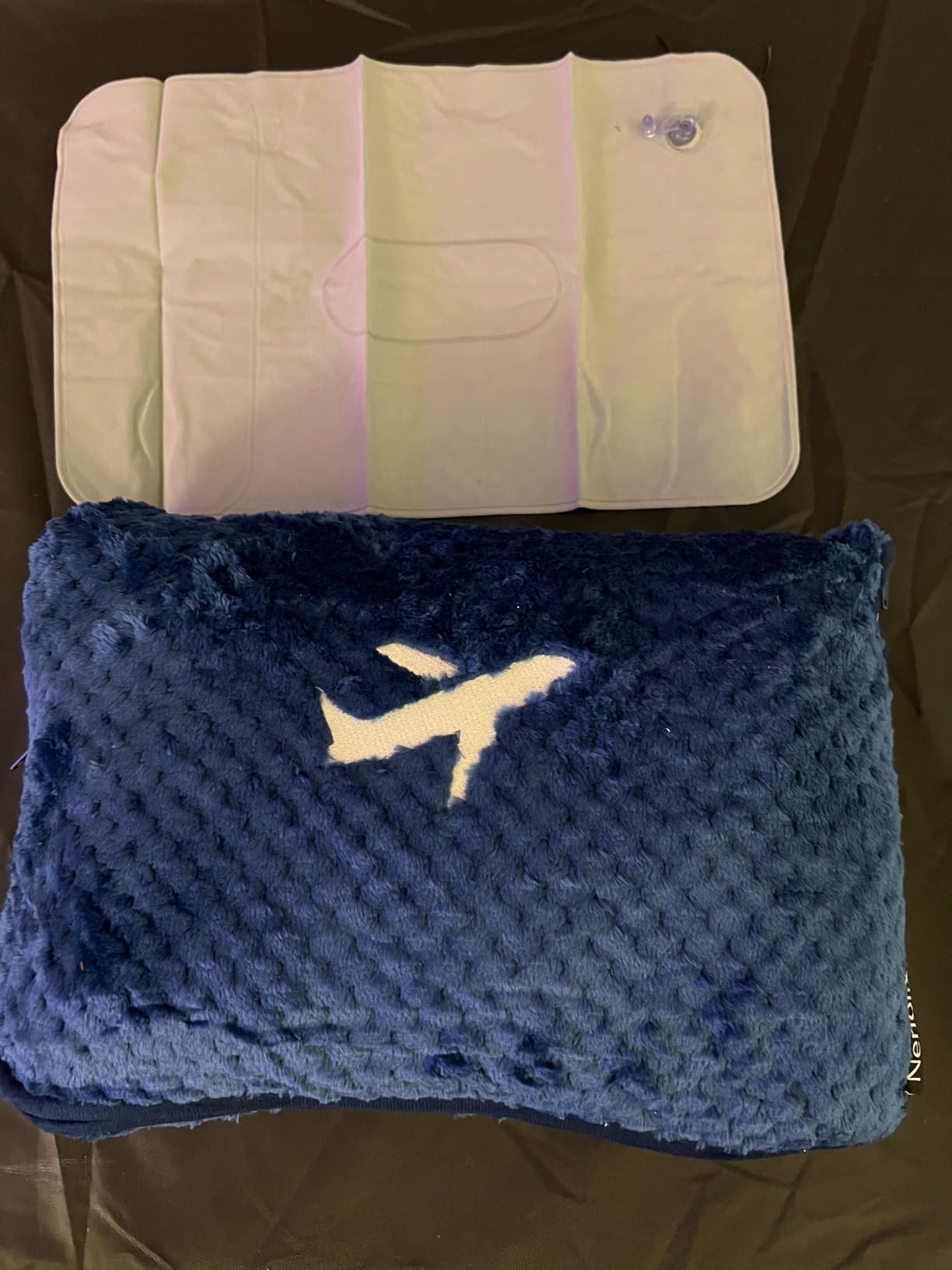 3 in 1 Travel Blanket Pillow Set - 350 GSM Thick Travel Blanket Airplane Compact with Bag, Soft Bag with a Pocket, Inflatable Travel Pillow for Camping & Car Trip(Mint Green) customer photo 1