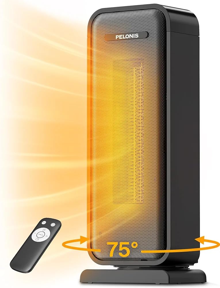 PELONIS 30” Ceramic Tower Space Heater with Adjustable Thermostat for Large Room, 75° Oscillation, Remote Control & 12H Timer, Tip-Over Switch & Overheating Protection, 1500W, PHF15RSAPH30, Black customer photo 2
