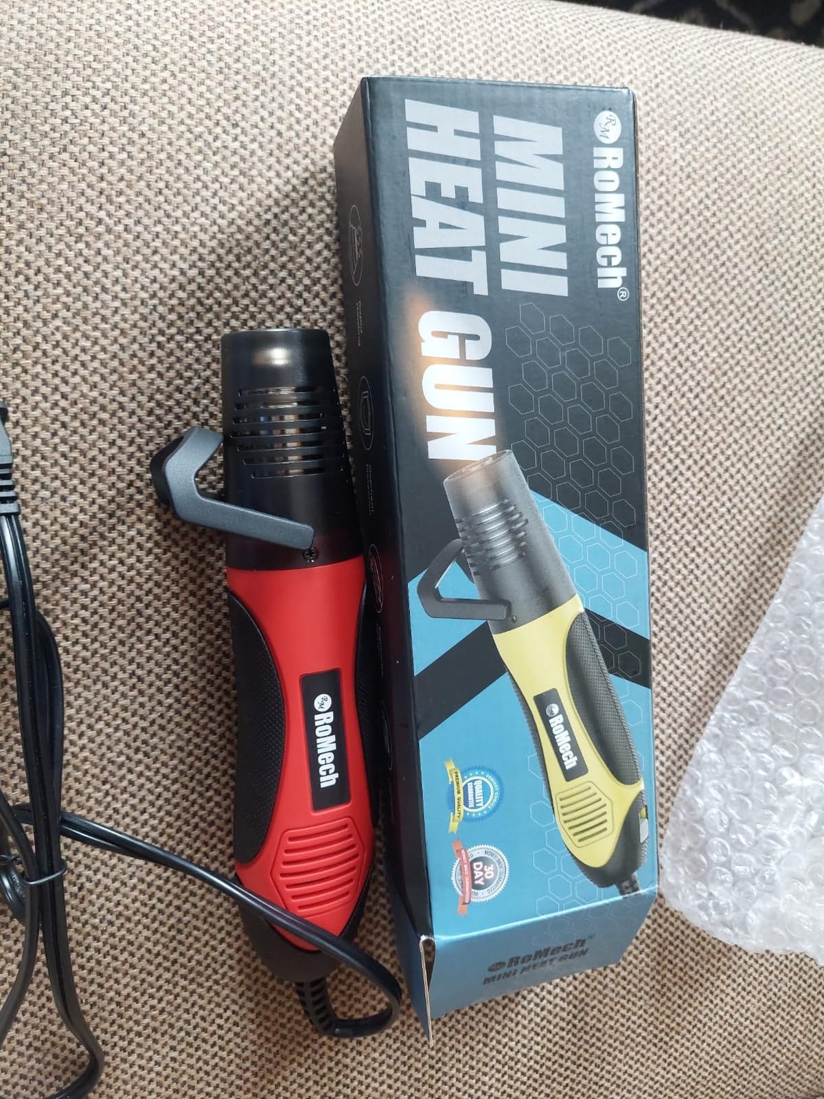 ROMECH 350W Heat Gun with 2 Nozzles, Dual Temp Heat Gun 400°F-660°F, Fast Heat Hot Air Gun with Overload Protection for DIY Craft Embossing Shrink Wrapping (Red) customer photo 1