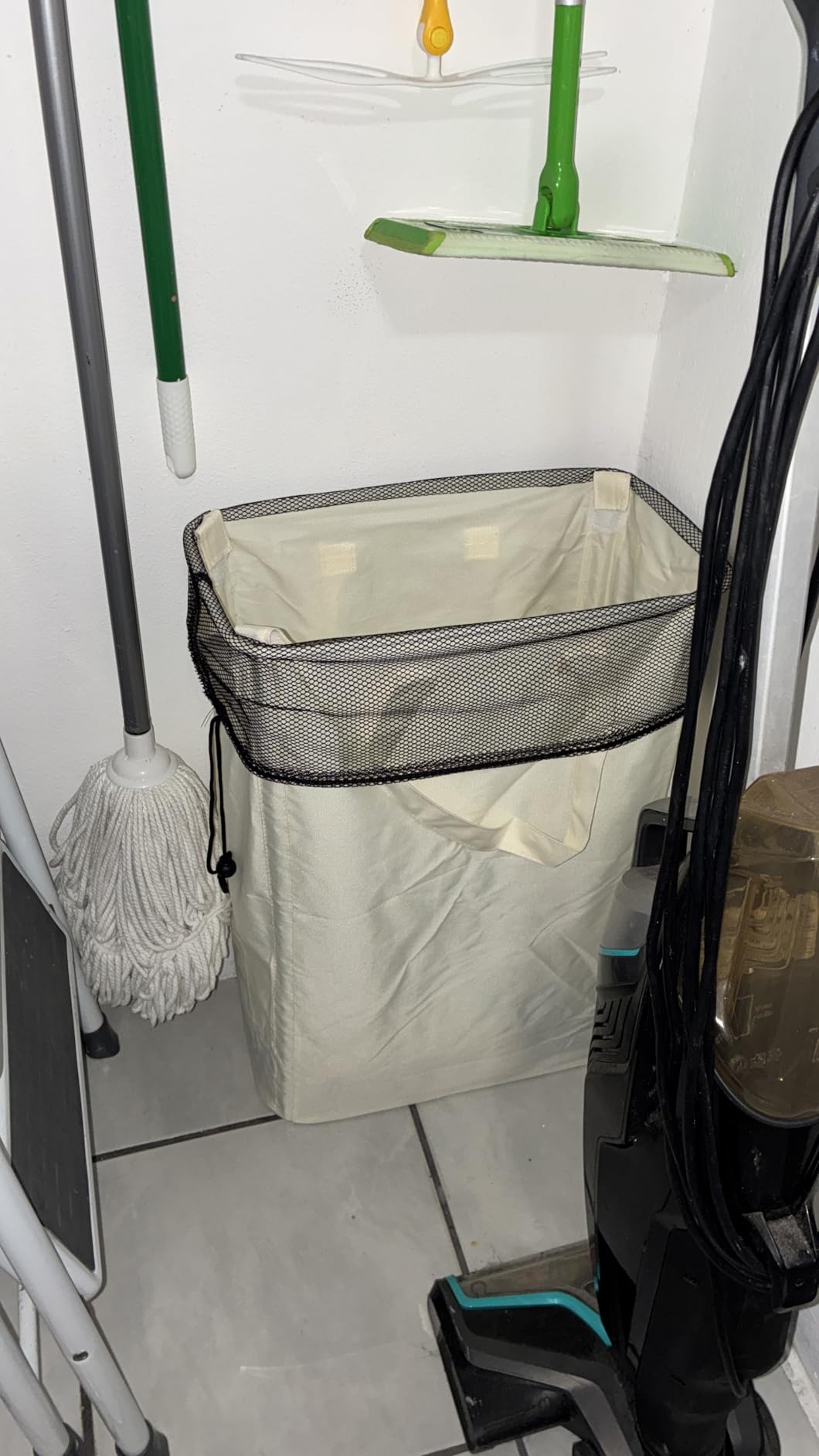 efluky Slim Laundry Basket, Narrow Laundry Hamper with Handles, Collapsible Dirty Clothes Hamper, Tall Laundry Bin for Laundry Room, Dorm and Bedroom, 12.7 Gallons(48L) Beige customer photo 2