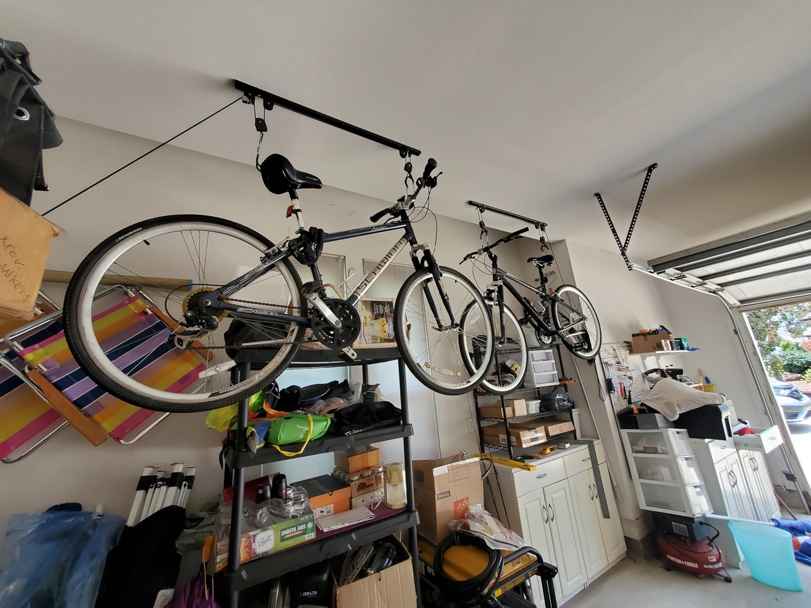 Bike Hoist- Heavy Duty for Space Saving - Road, Commuter & Mountain Bikes, Holds Kayaks & Ladders - No-Hassle Installation for Quick & Easy Access customer photo 2
