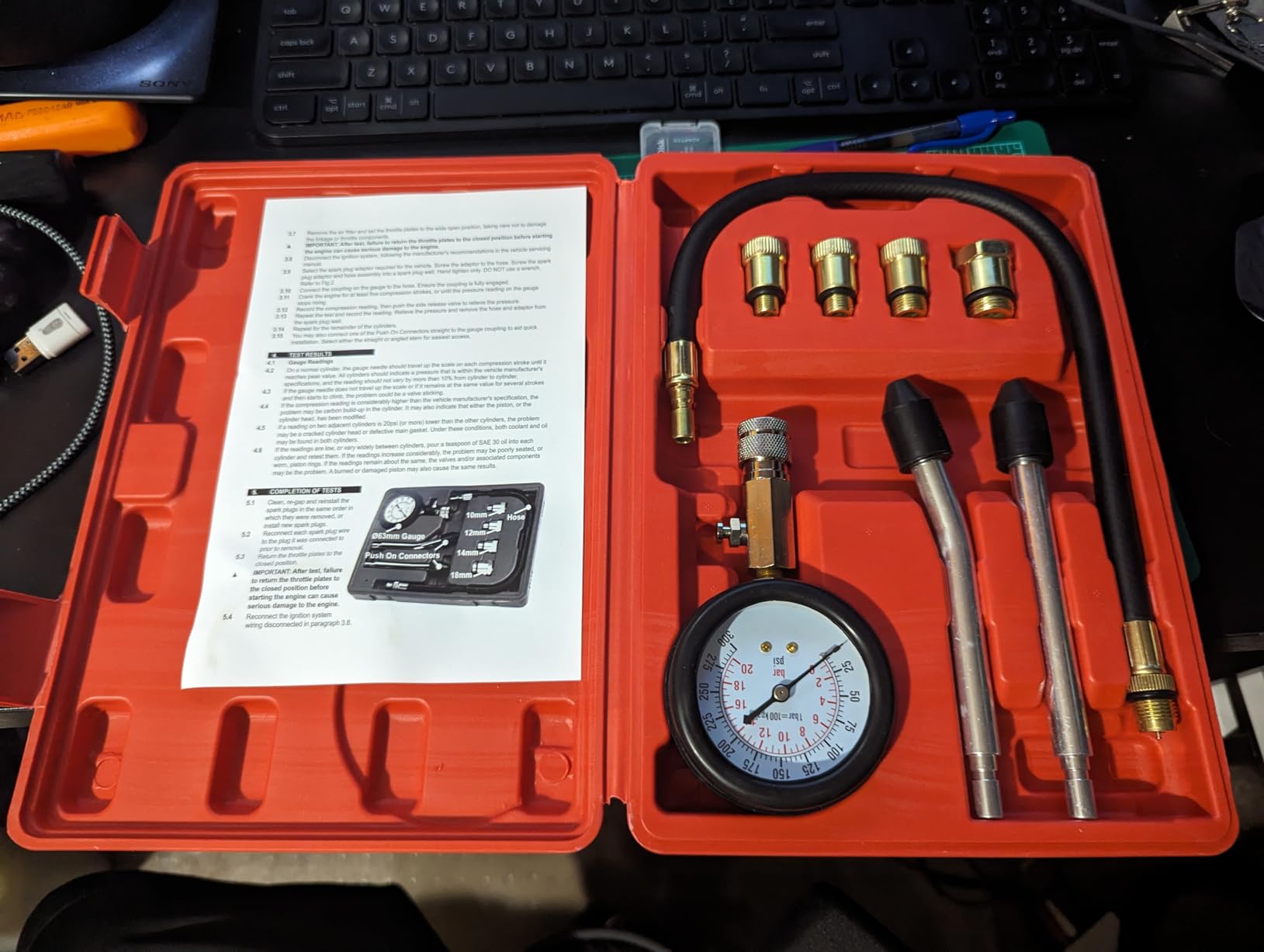 Clatoon 8pcs Petrol Engine Cylinder Compression Tester Kit 0-300PSI customer photo 2