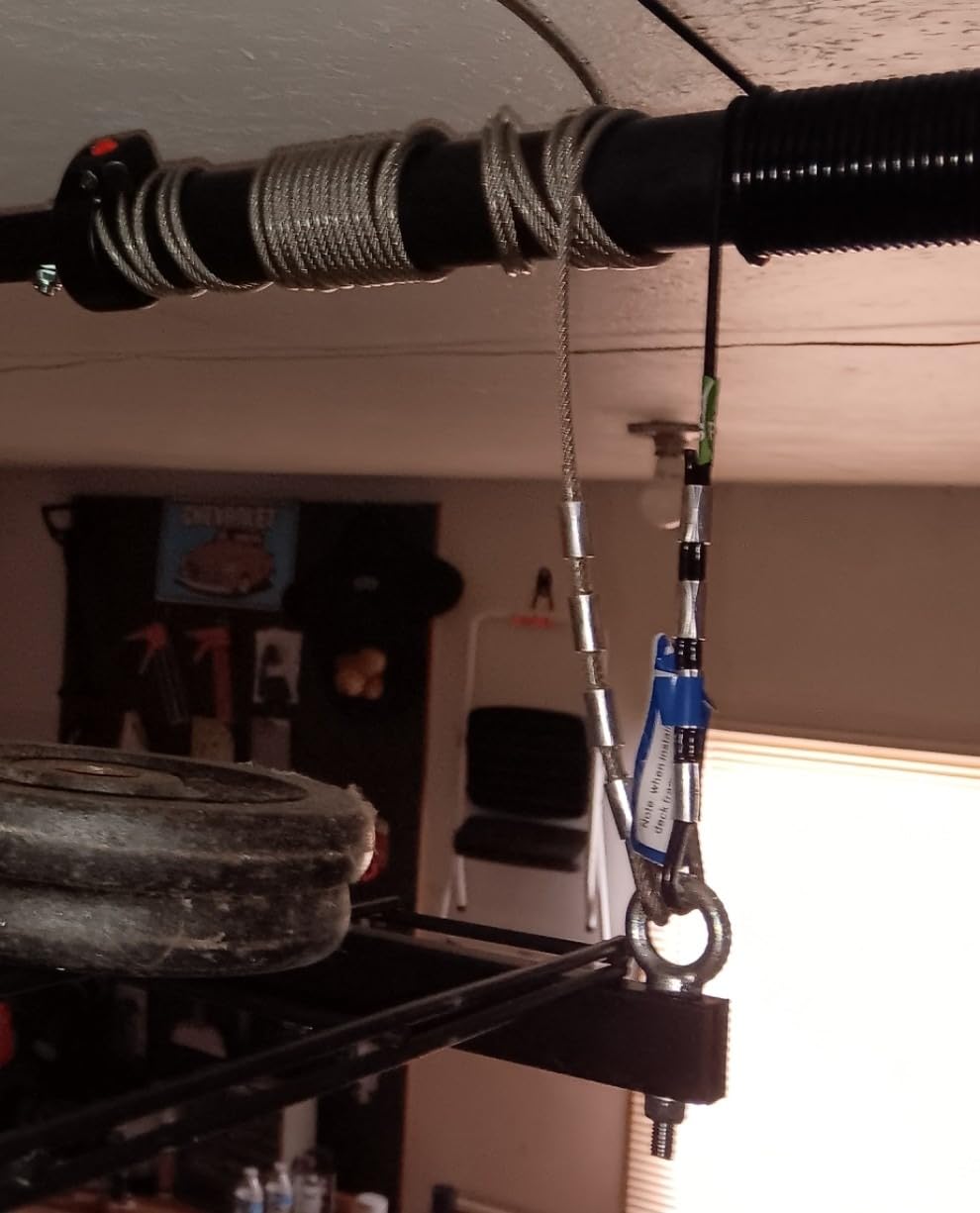 FLEXIMOUNTS GL1 Overhead Garage Lifting Storage Rack, 4x4 Ft Heavy-Duty Metal Garage Ceiling Rack, Adjustable Organization System With 71''L Axle, 350lbs Weight, Black customer photo 1