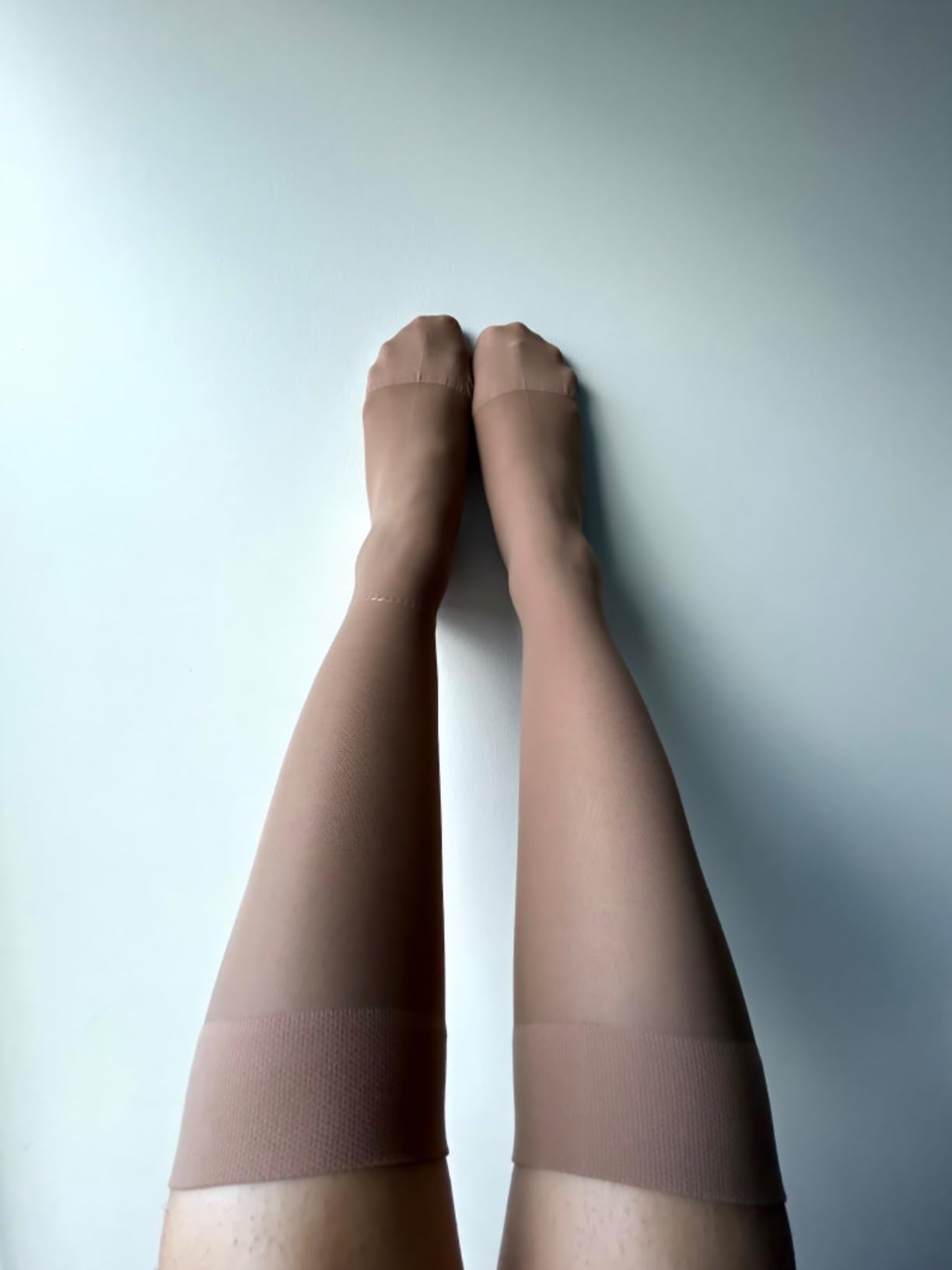 ABSOLUTE SUPPORT Sheer Travel Compression Socks 15-20mmHg, Nude, Large customer photo 1