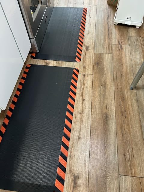FEATOL Anti Fatigue Mat Industrial, Ergonomic Standing Floor Mat for Work for Stand -Safety Support for Leg & Back Pain(Yellow Border, 24