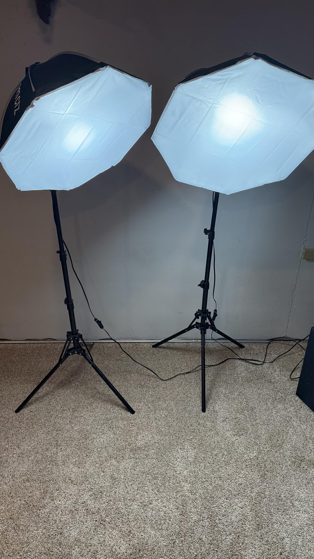 2Pack Professional Softbox Lighting Kit, 16'' x 16'' Studio Lights with 85W 2700-6500K E27 LED Bulbs, Continuous Lighting for Photography/Video Recording/Live Streaming customer photo 1