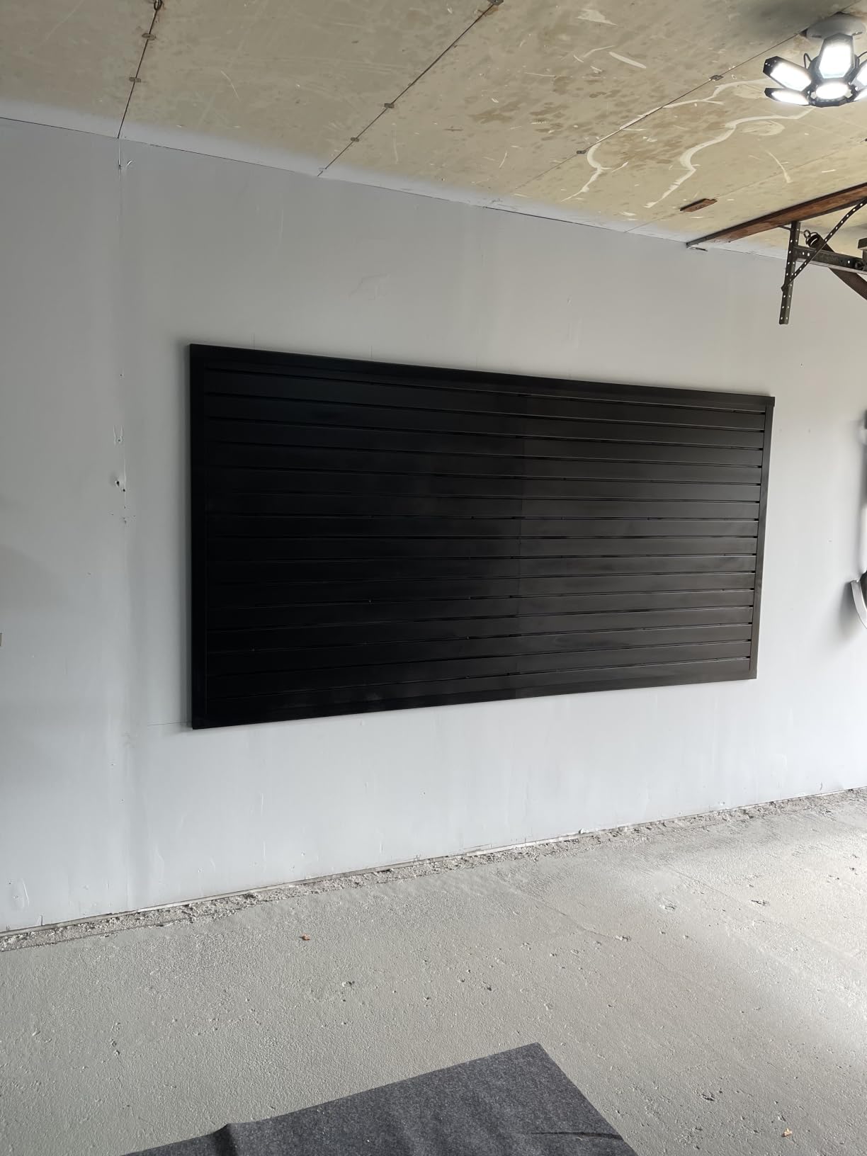 NeatiEase Slatwall Panel Wall Storage Systems, 4 x 8ft Slat Wall Paneling Garage Wall Organizer, Heavy Duty Wall Mounted PVC Wall Rack (Black) customer photo 2