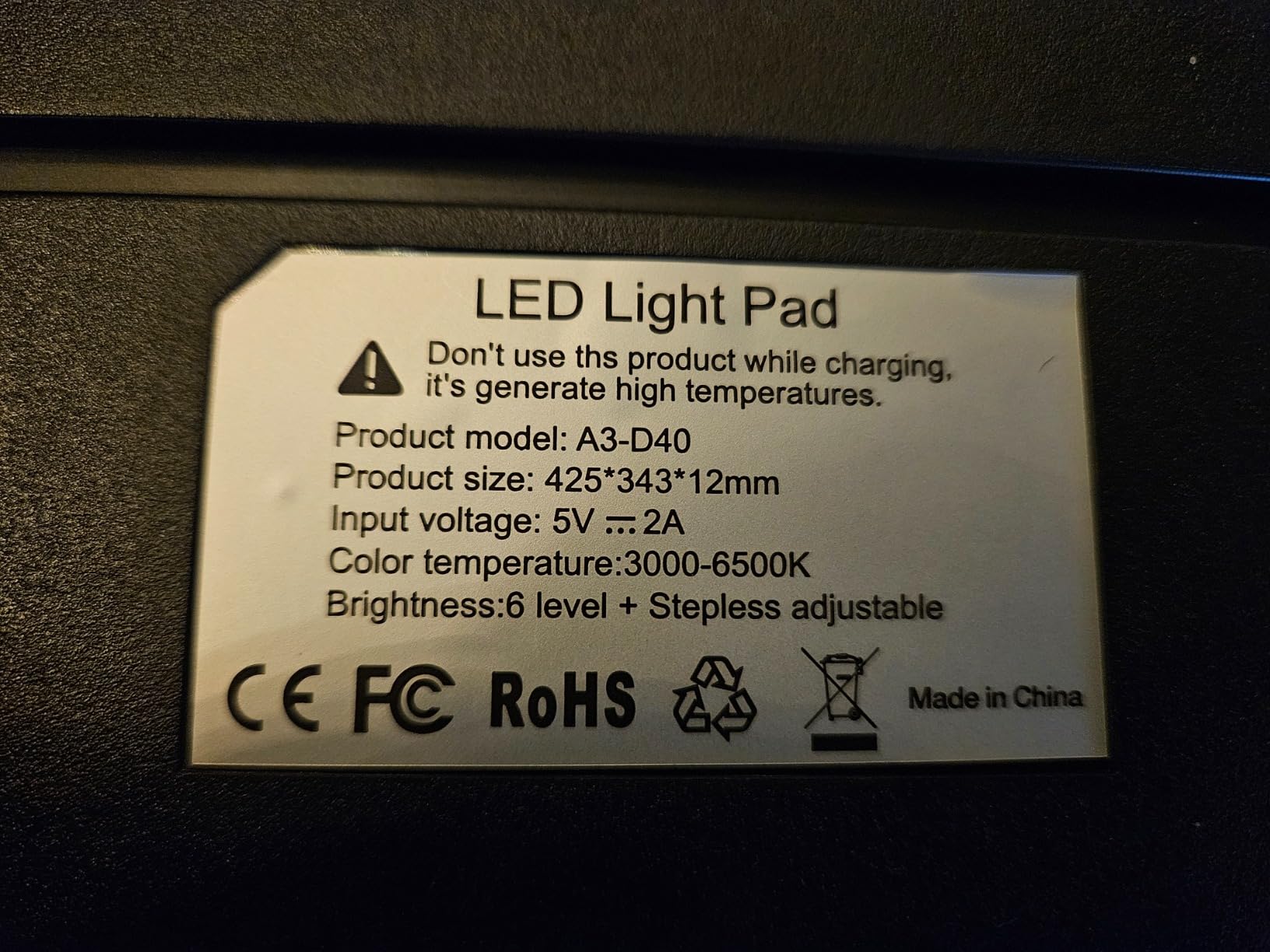 Rechargeable A3 Light Pad for Diamond Painting,Tracing Light Box with Stand and Clip,3 Colors Stepless Dimmable and 6 Levels of Brightness Light Board for Artists,Drawing,Sketching,Animation customer photo 1
