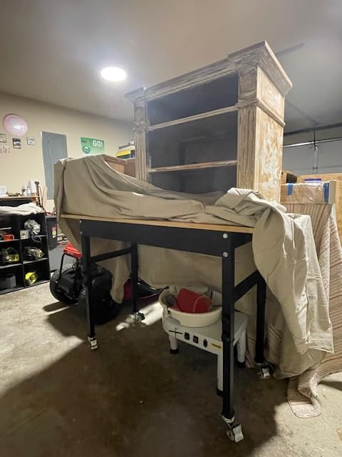 60” Heavy-Duty Solid Wood Work Bench Work Table with Wheels, Adjustable Height Portable Workbench with Power Outlets, 3000 Lbs Capacity Workstation for Garage, Workshop customer photo 1