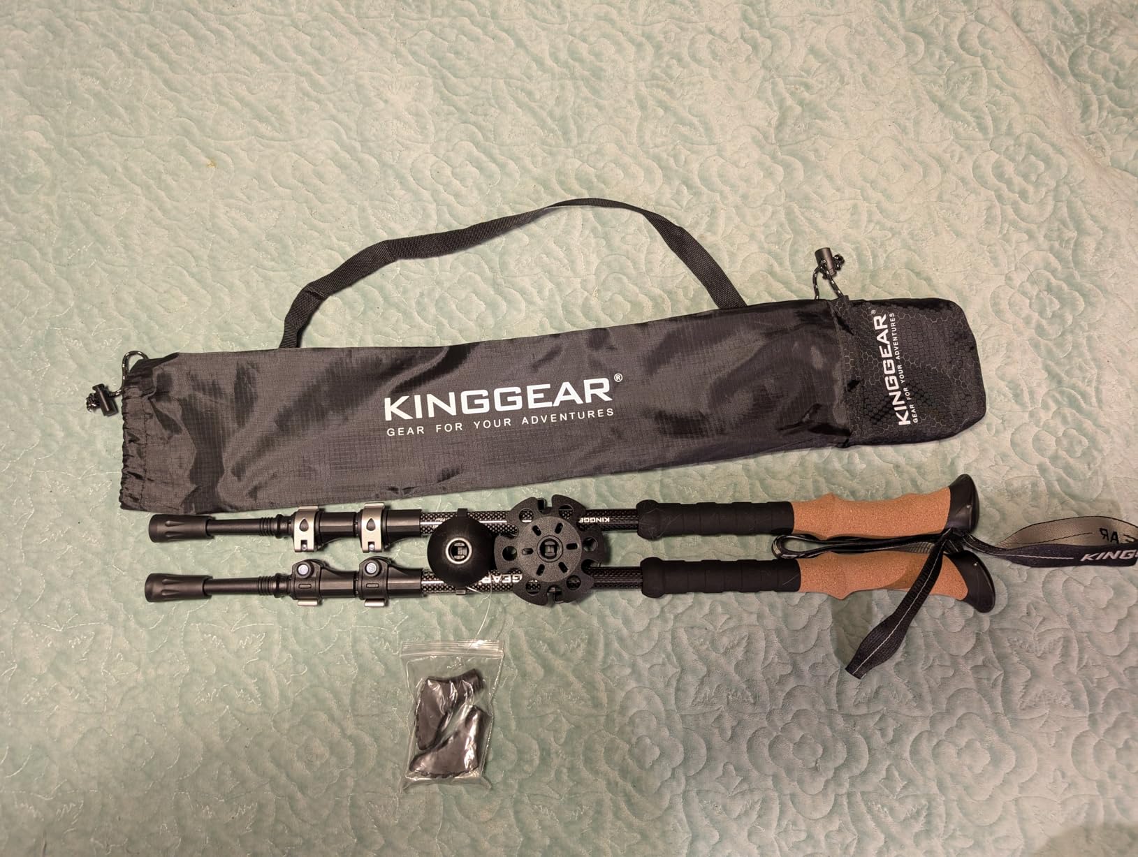 Carbon Fiber Trekking Poles Cork EVA Grip Lightweight | 8.2oz, Telescopic 90-135cm, Metal flip Locks, for Hiking, with Snow/mud/Rubber Tips & Bag customer photo 1